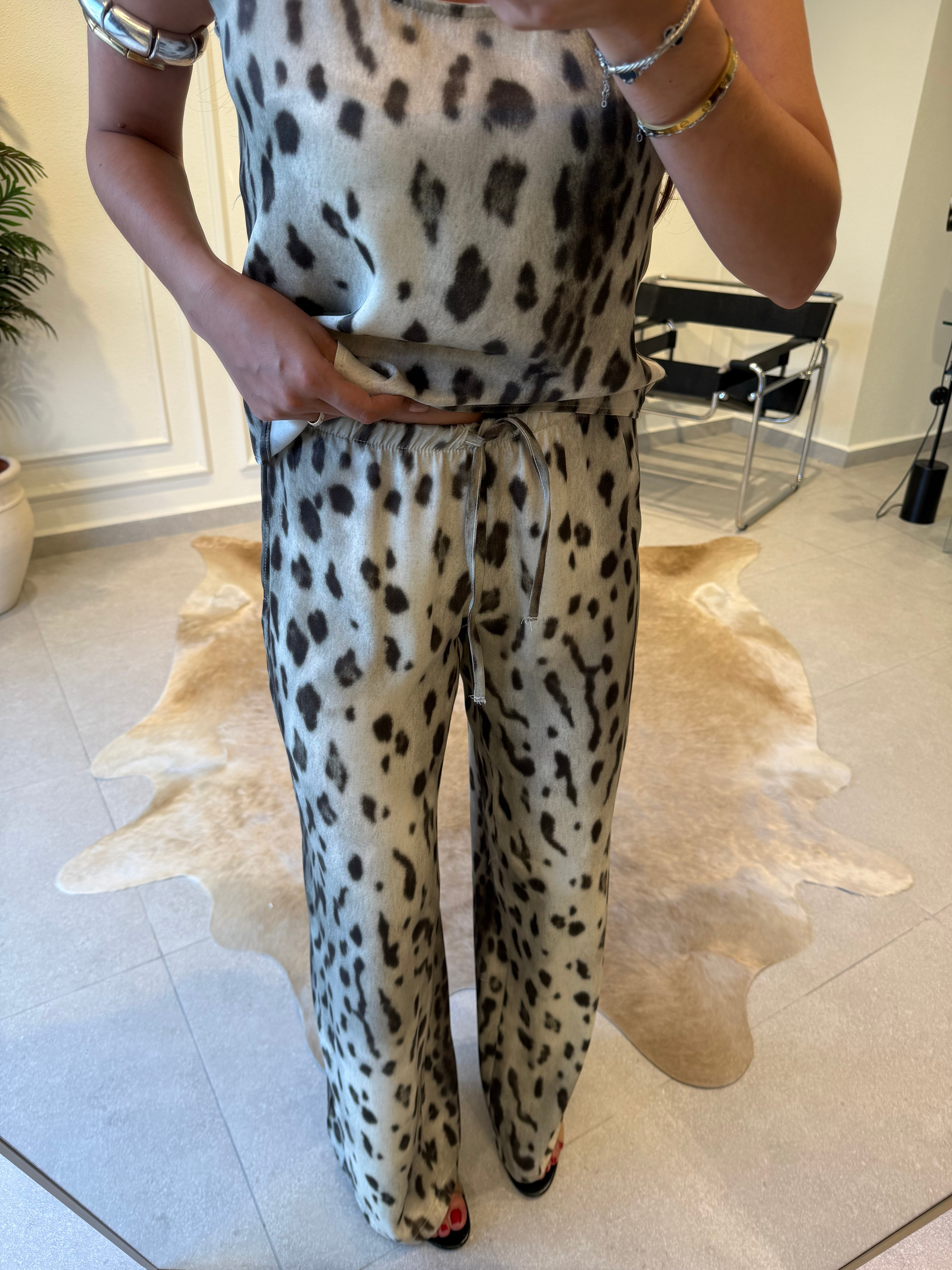 Leopar Desenli Saten Takım