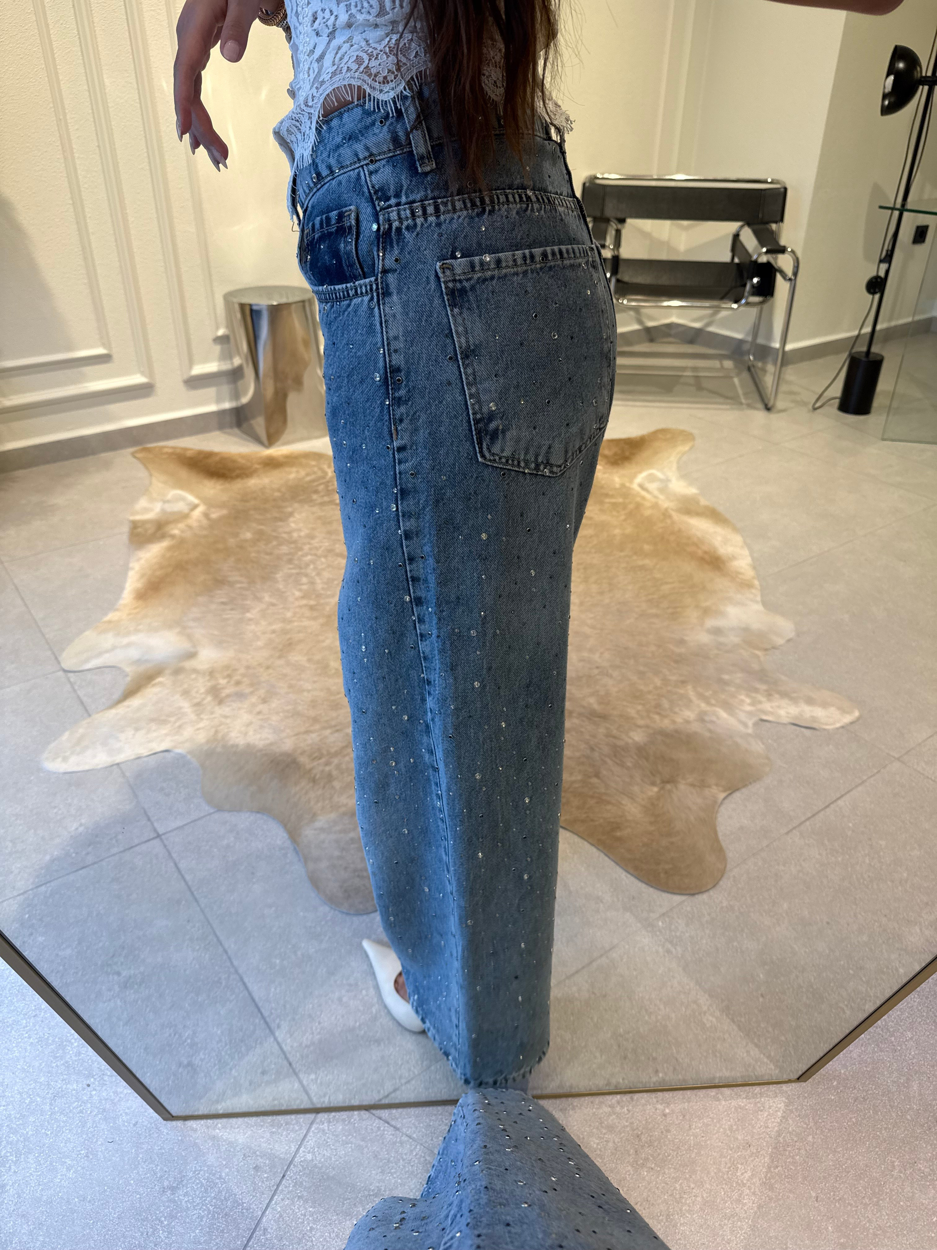 Mavi Taşlı Jean Pantolon
