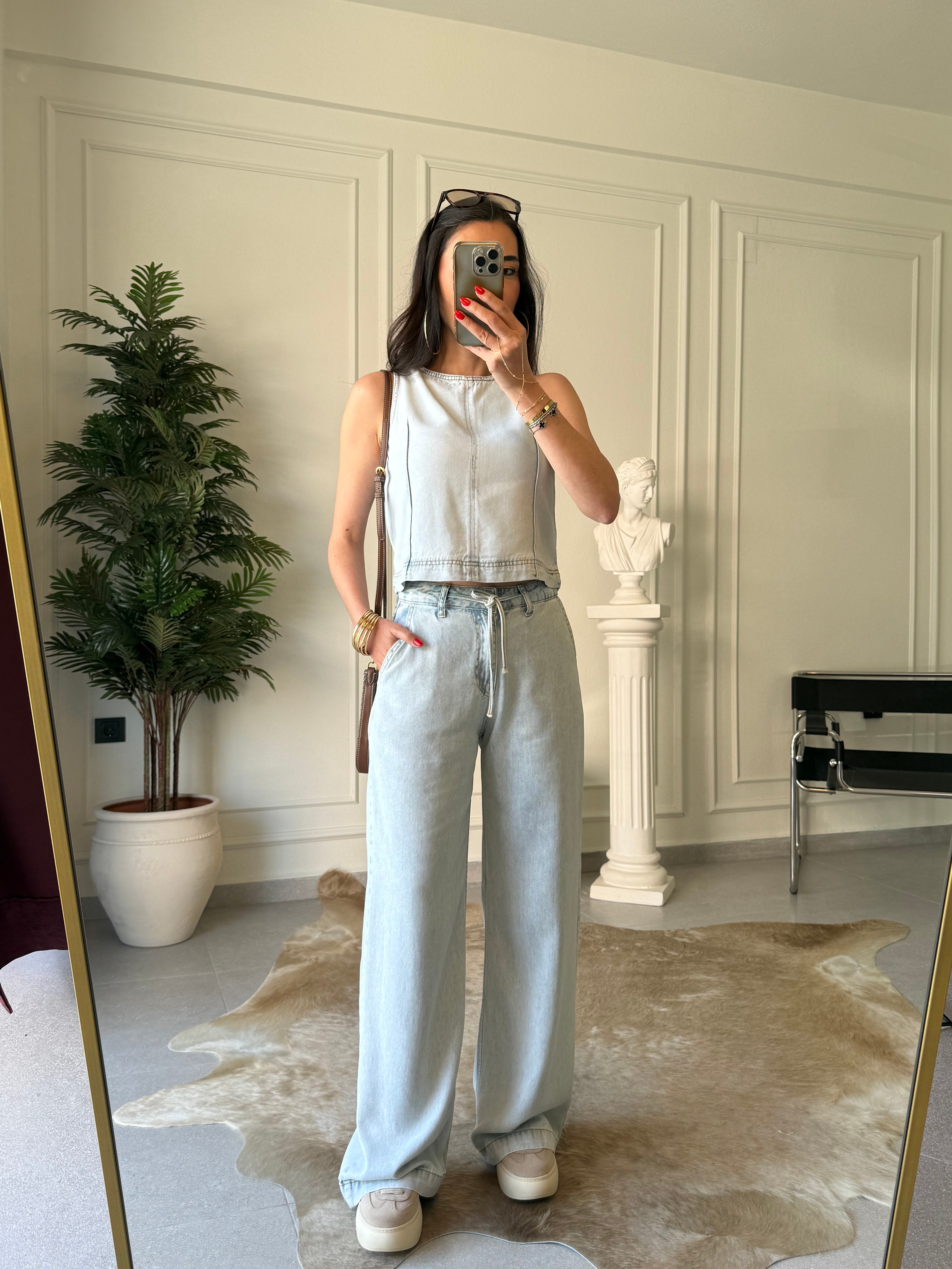 Mavi Tensel Denim Takım
