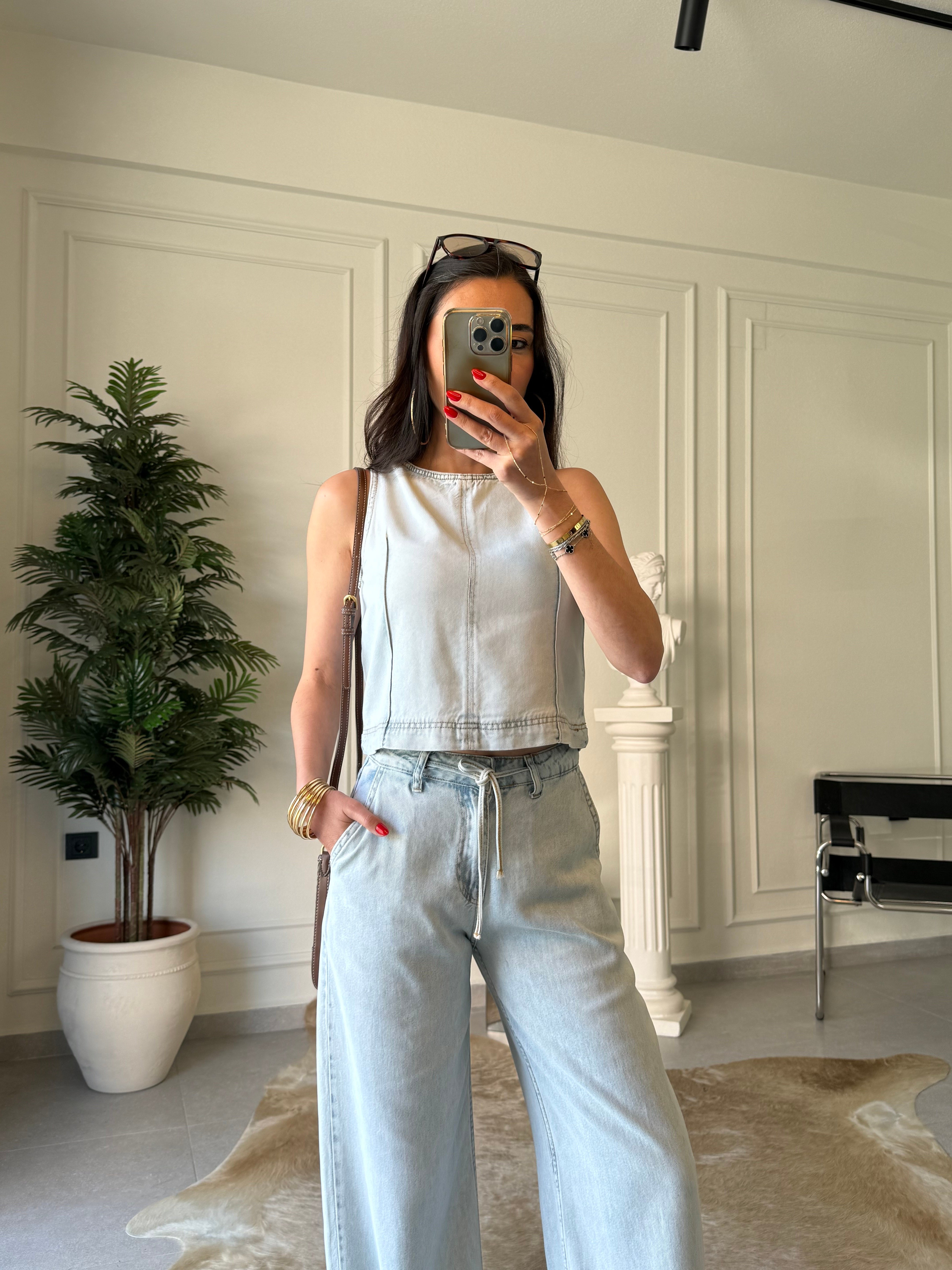 Mavi Tensel Denim Takım