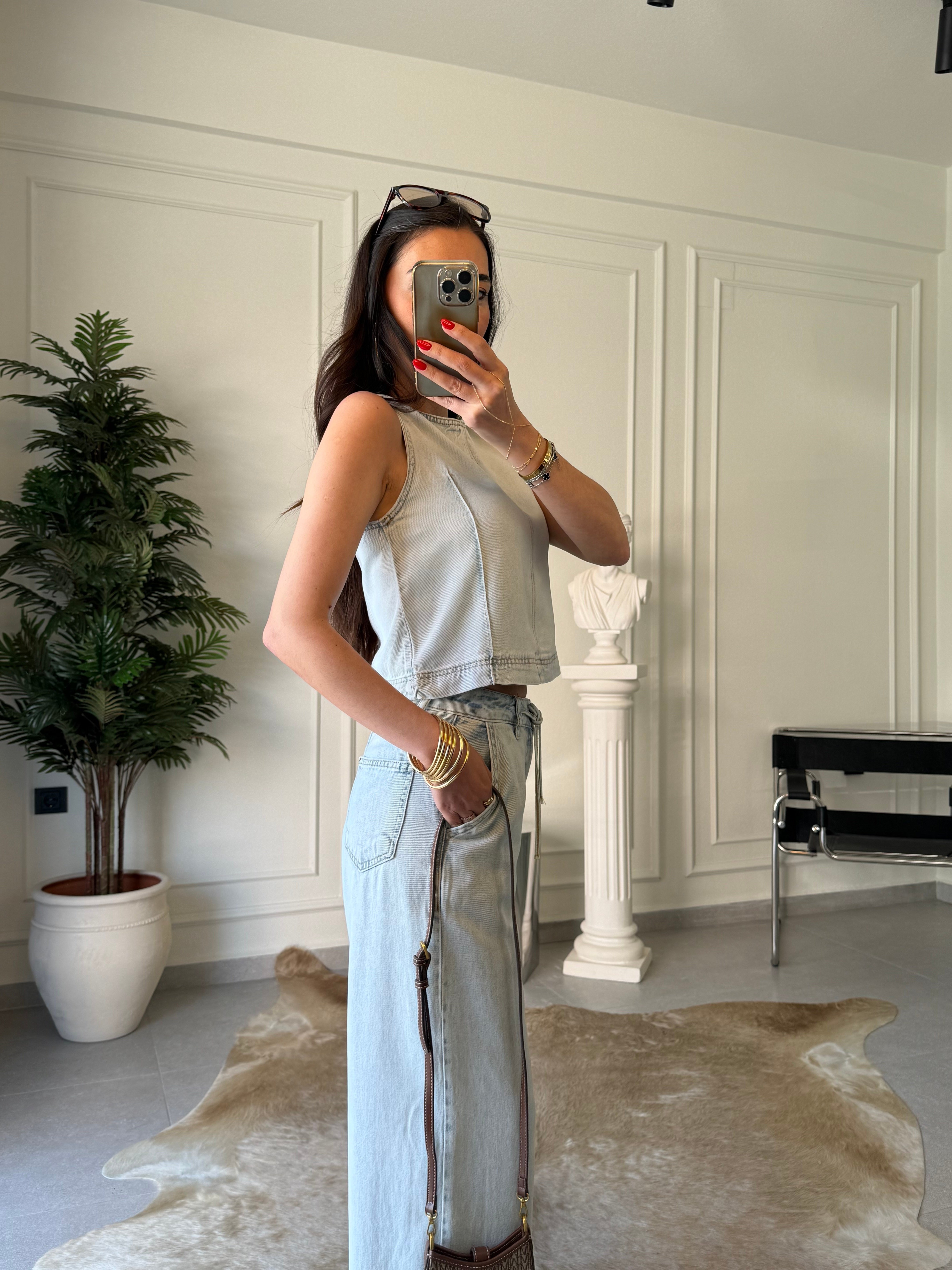 Mavi Tensel Denim Takım
