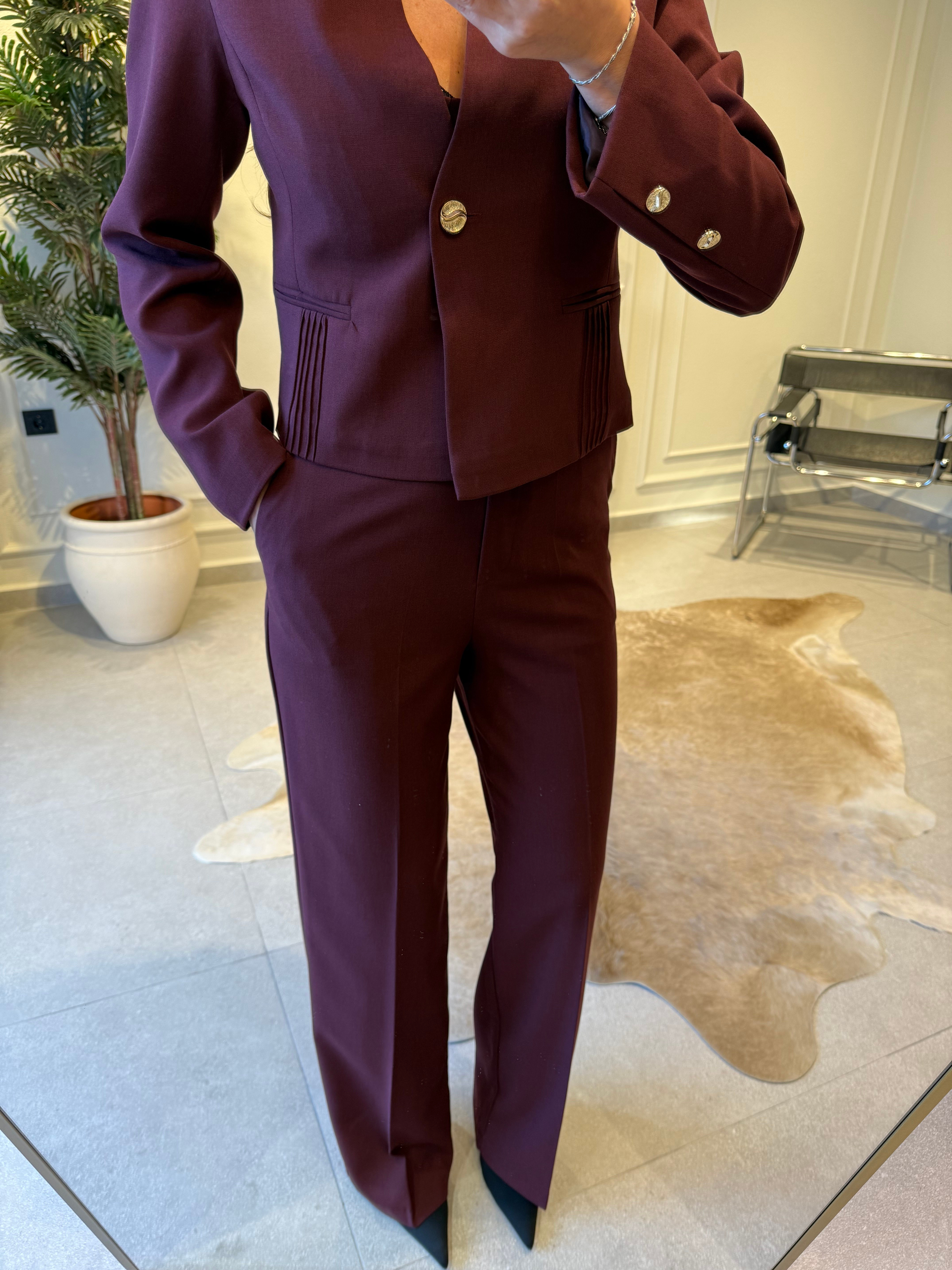 Mürdüm Asimetrik Yaka Blazer Ceket