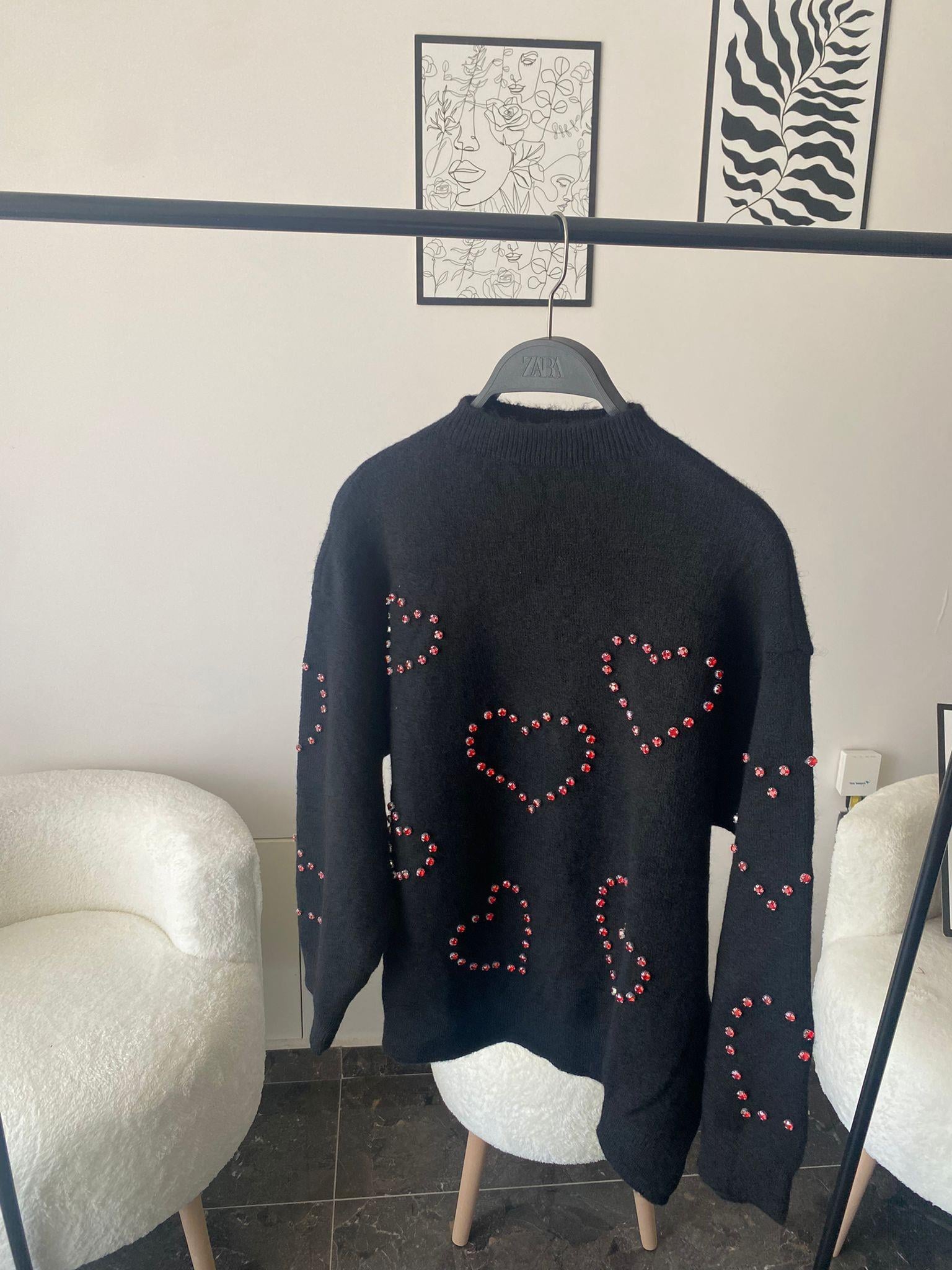 Orjinal Marka Kalp Desen Triko