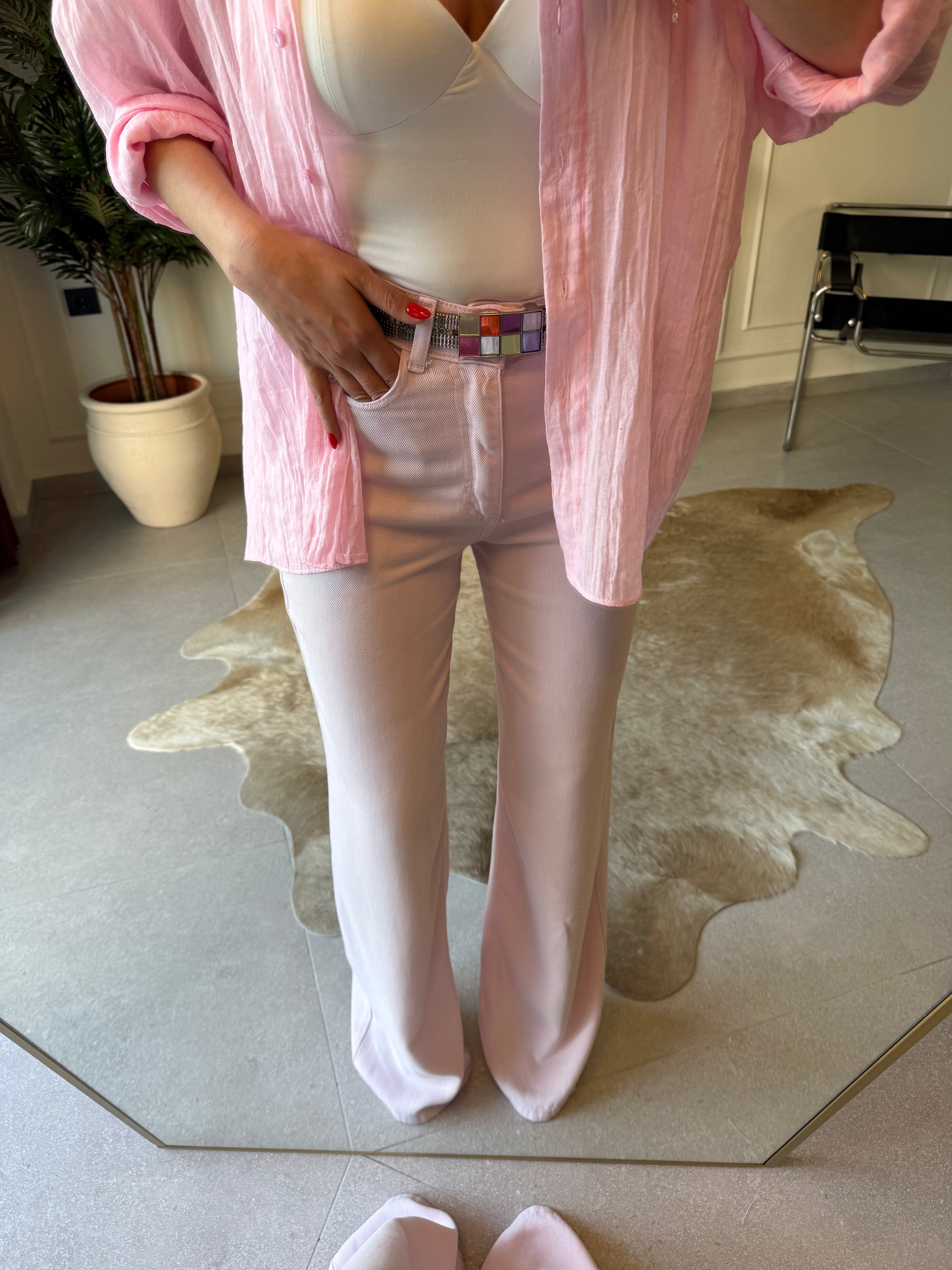 Pembe Straıght Denim Pantolon