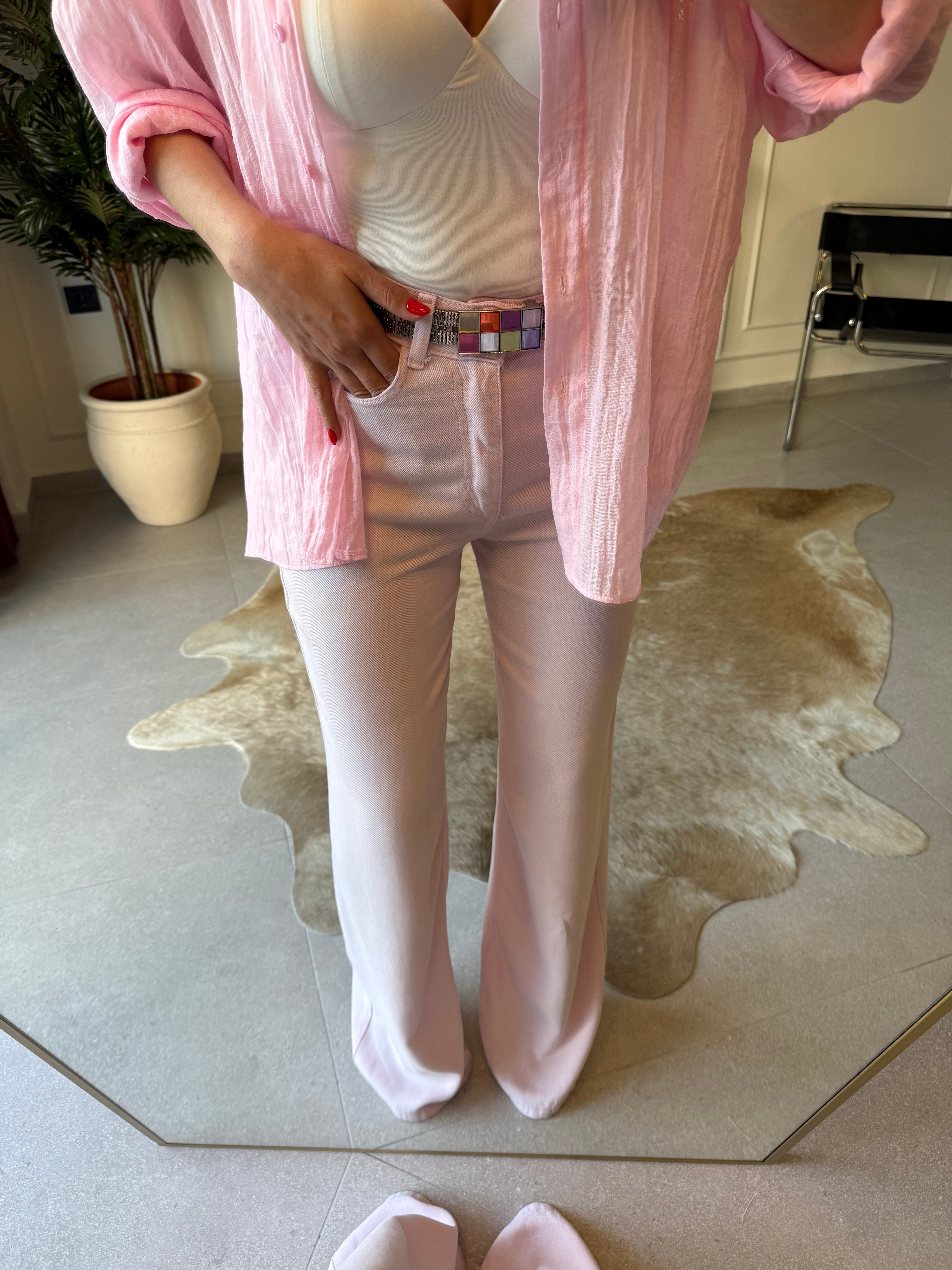 Pembe Straıght Denim Pantolon