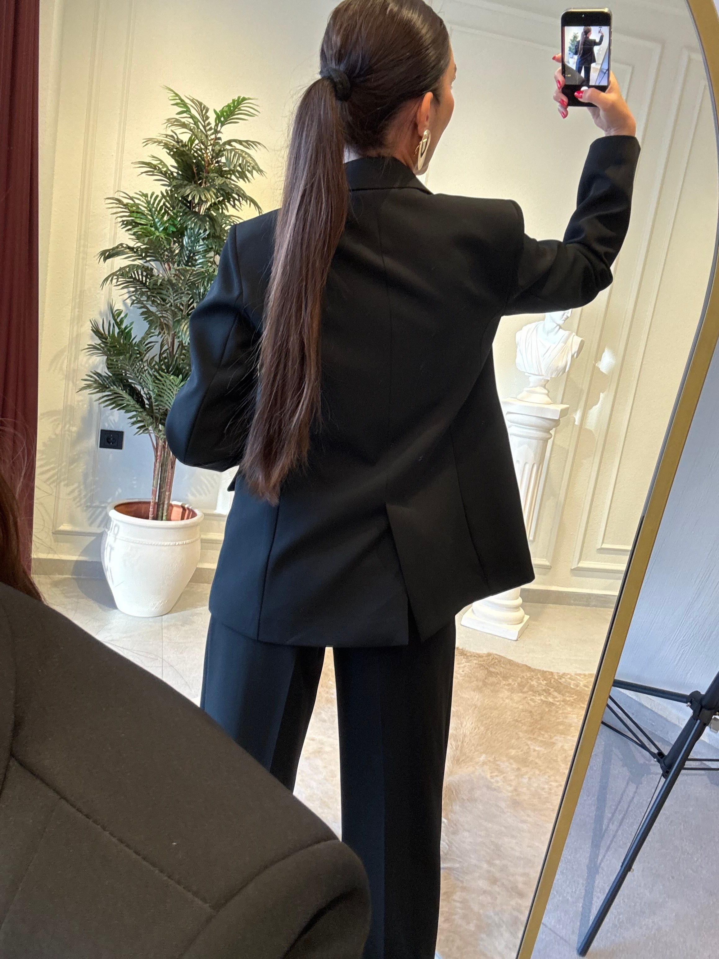 Siyah Çift Düğme Ceket 