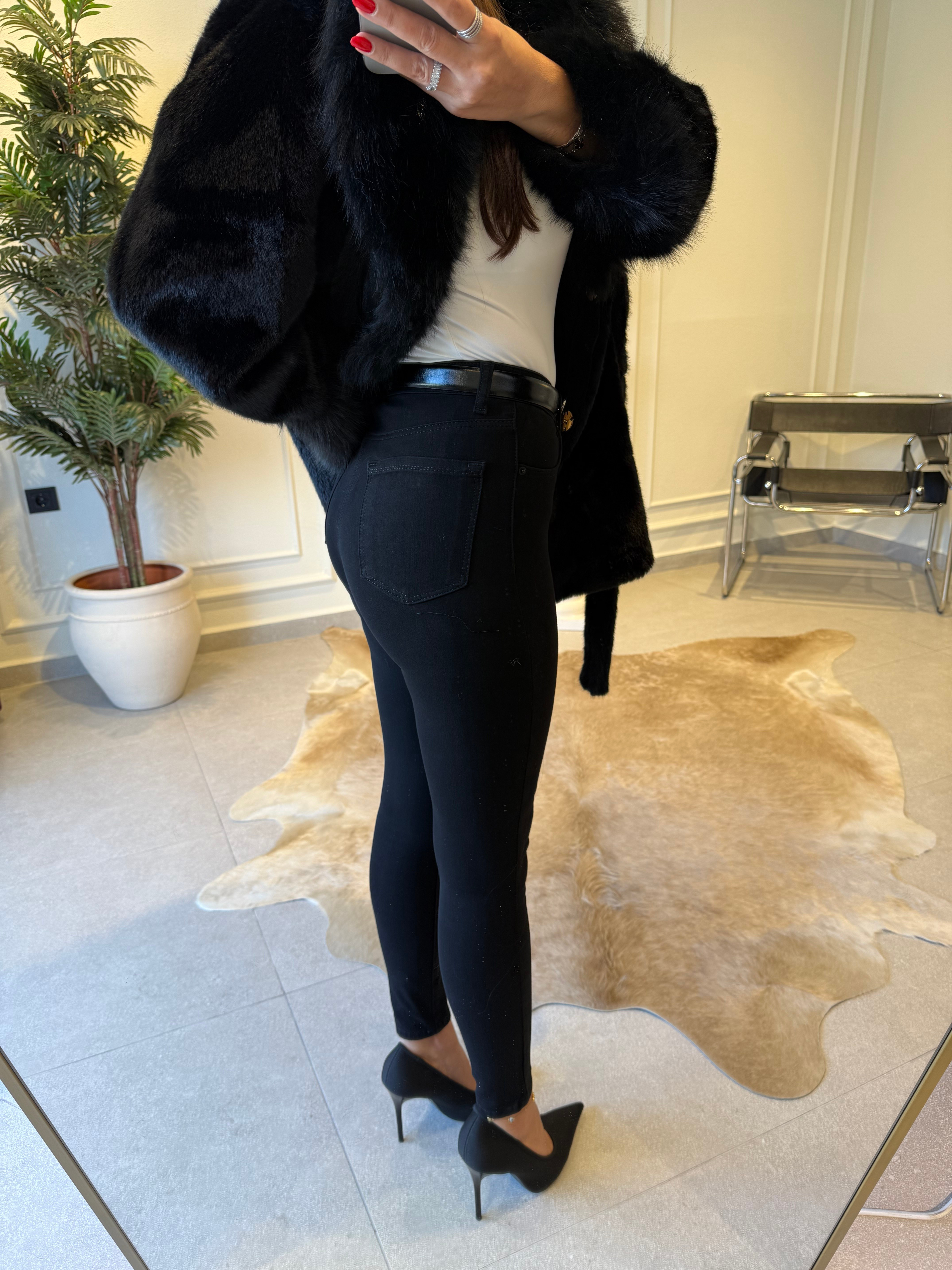 Siyah İthal En Boy Likralı Skinny Jean 