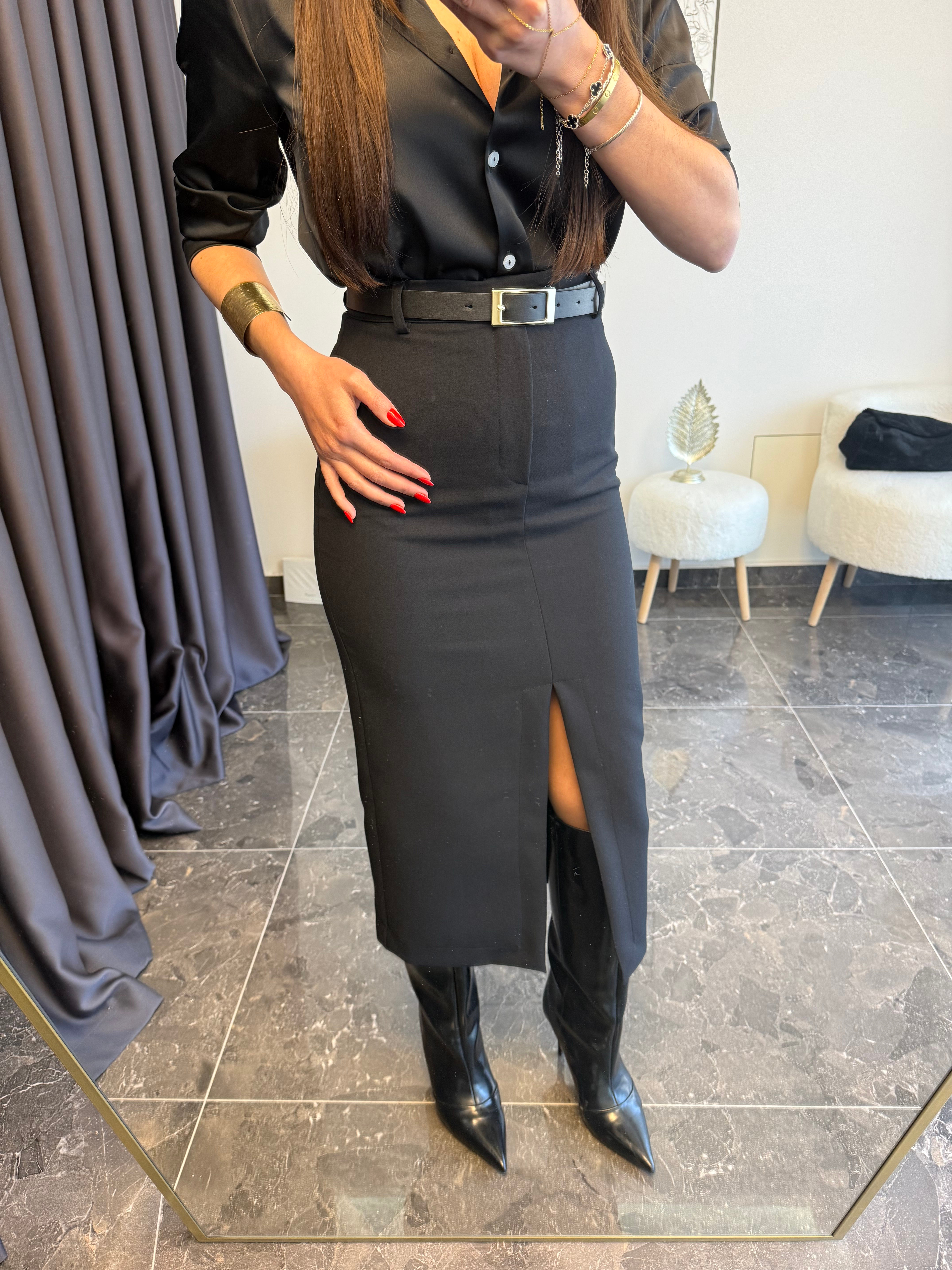 Siyah Premium Saten Gömlek