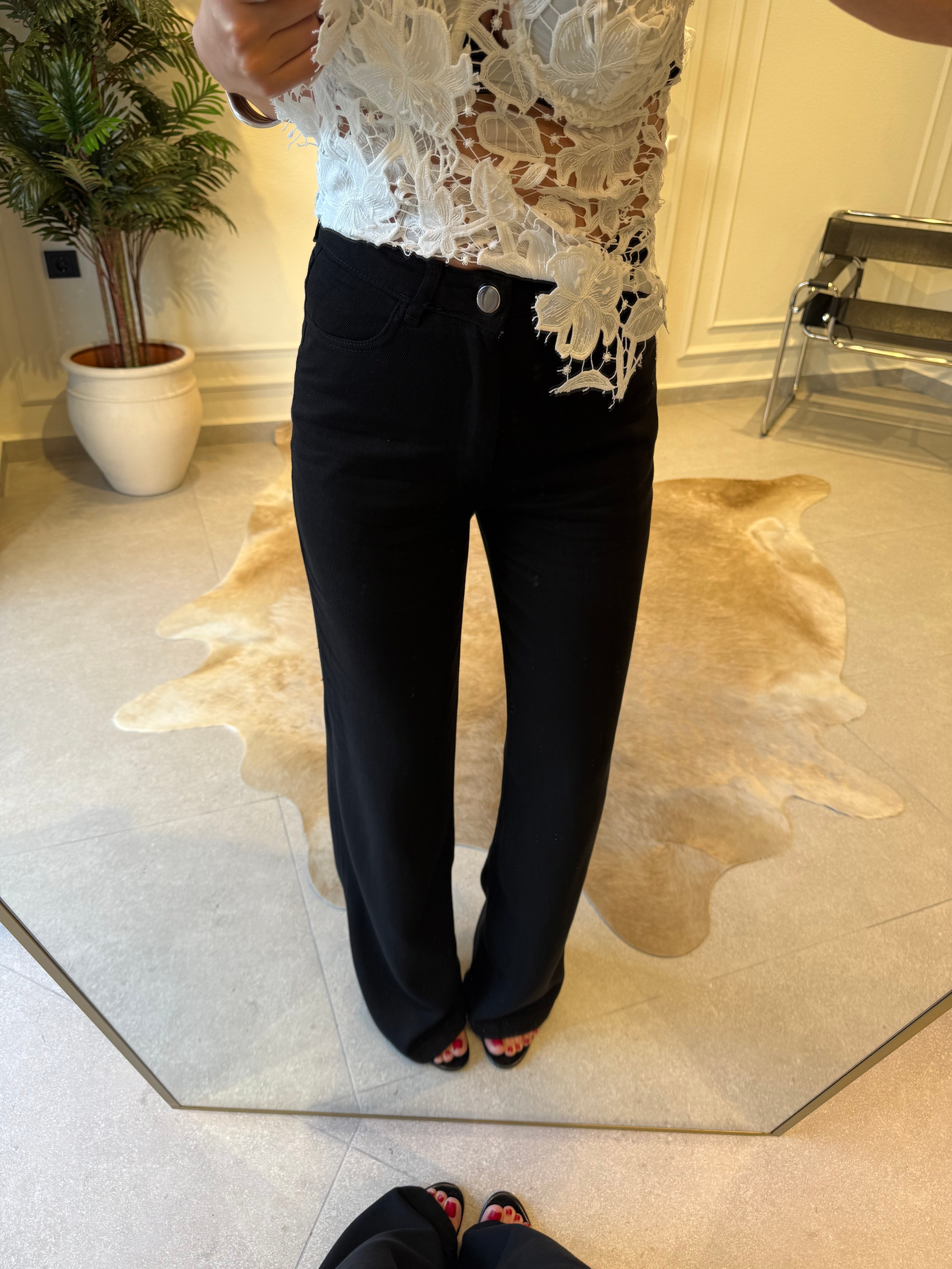 Siyah Straight Denim Pantolon