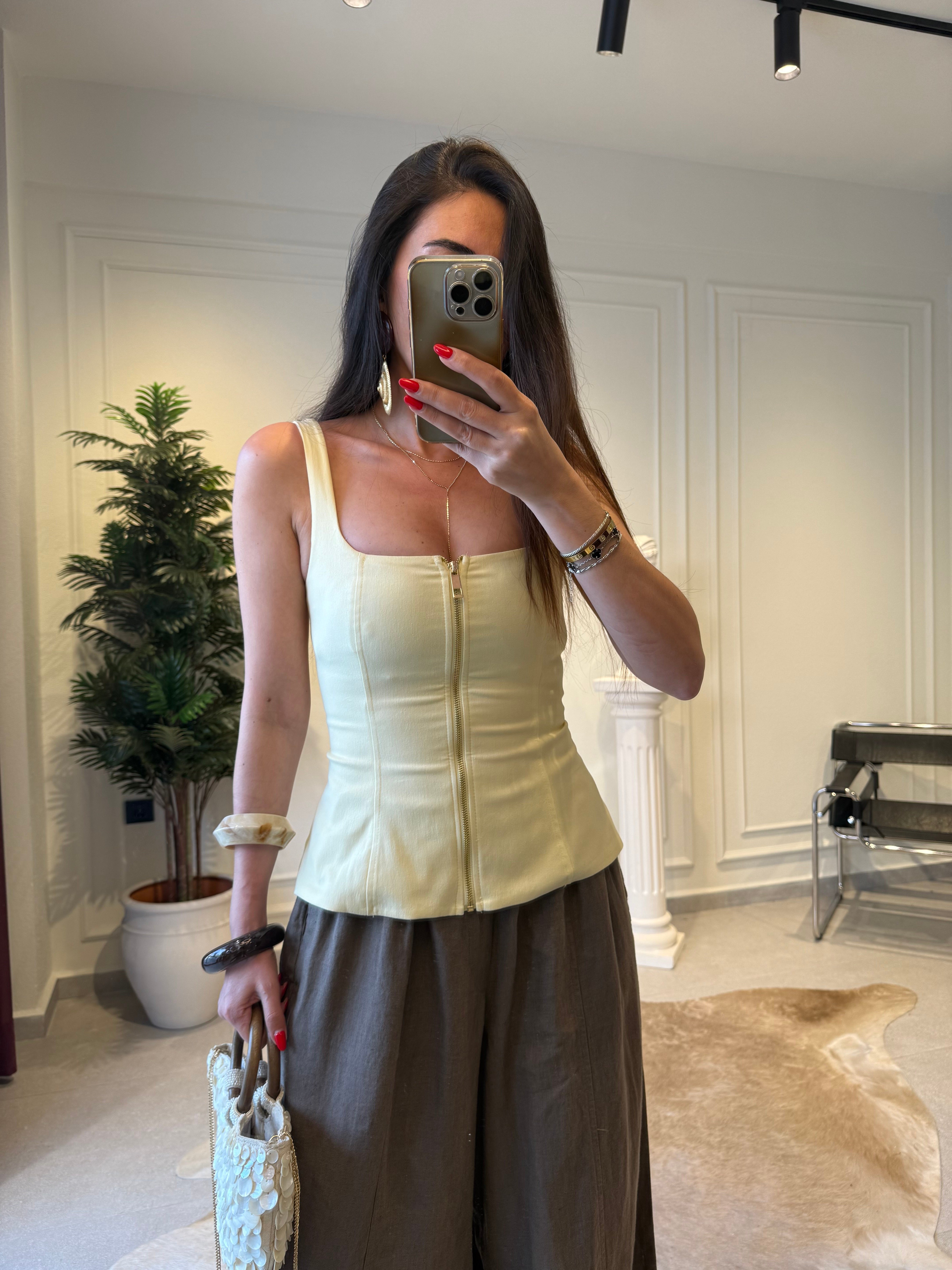 Soft Sarı Fermuarlı Bluz 