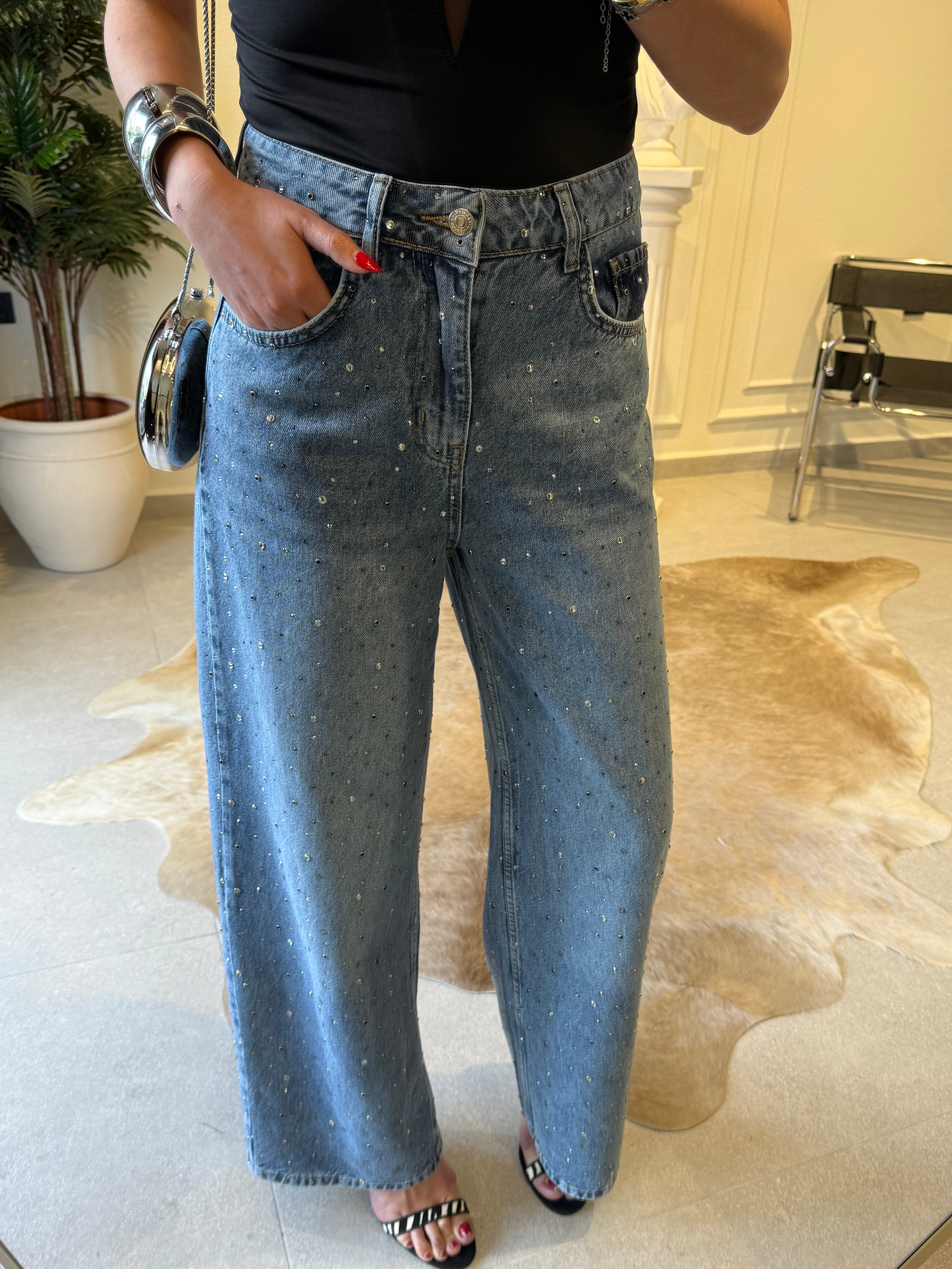 Taşlı Jean Pantolon
