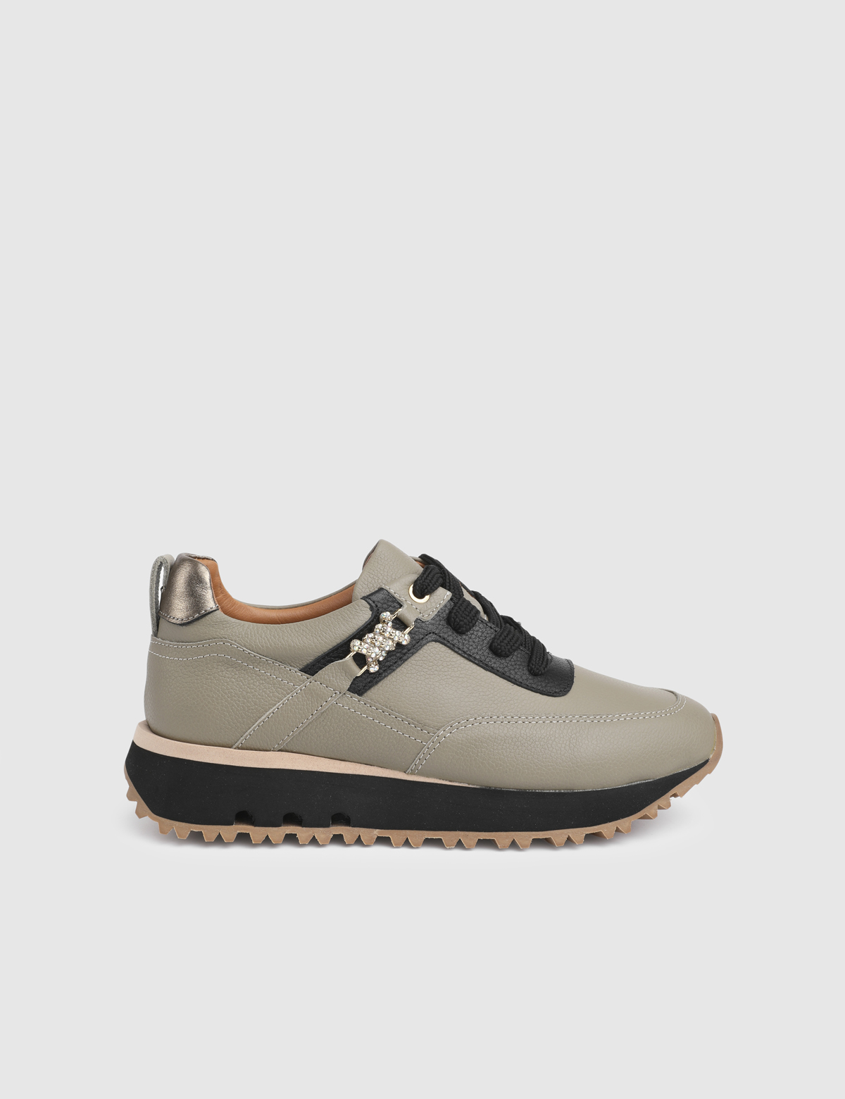 Abbey Khaki Leather Women's Sneaker