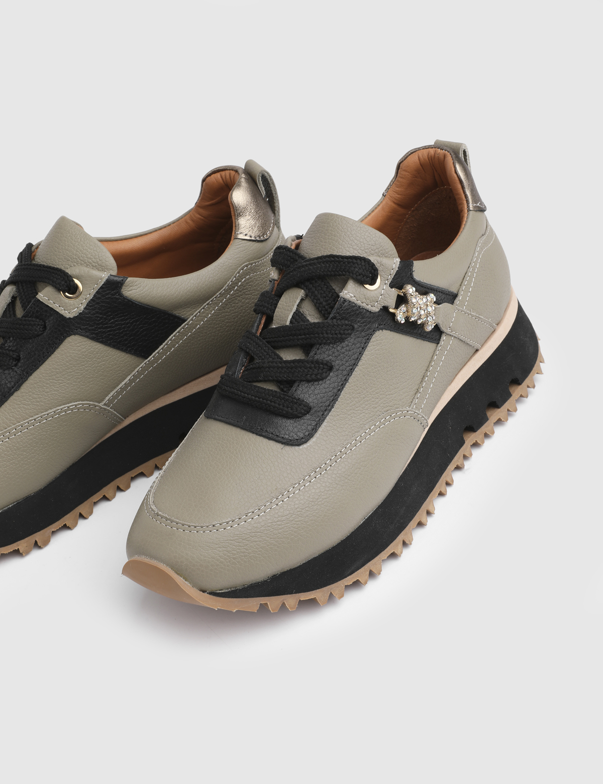 Abbey Khaki Leather Women's Sneaker
