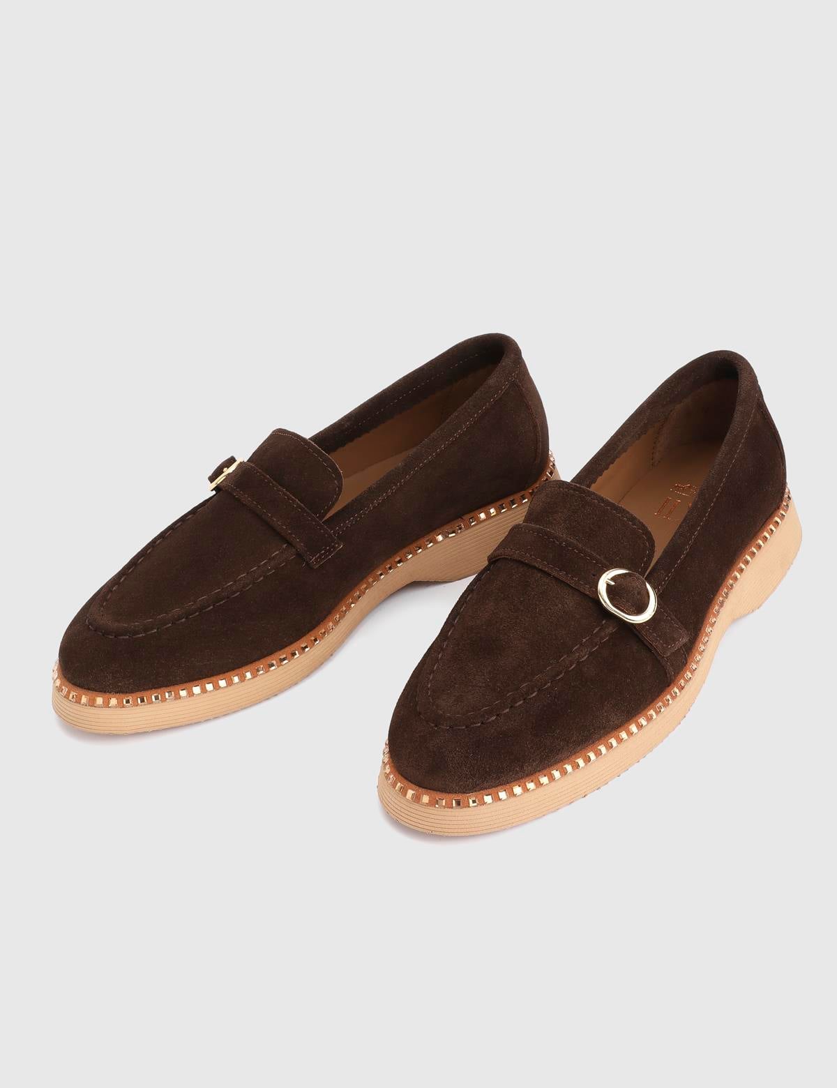 Agnese Brown Suede Leather Women's Loafer