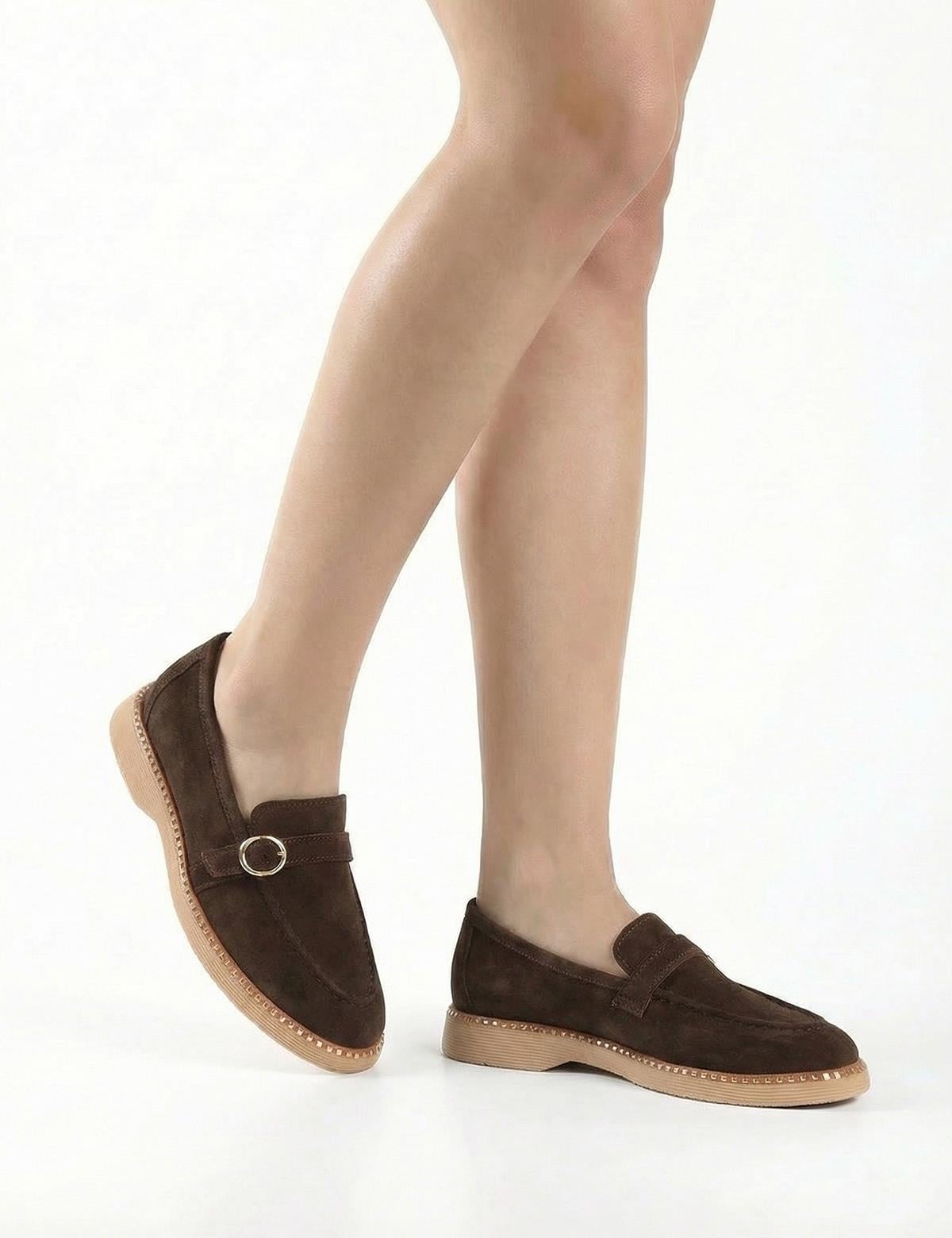Agnese Brown Suede Leather Women's Loafer