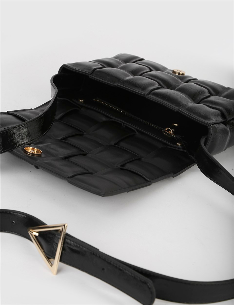 Albano Black Patent Leather Women's Shoulder Bag - İLVİ