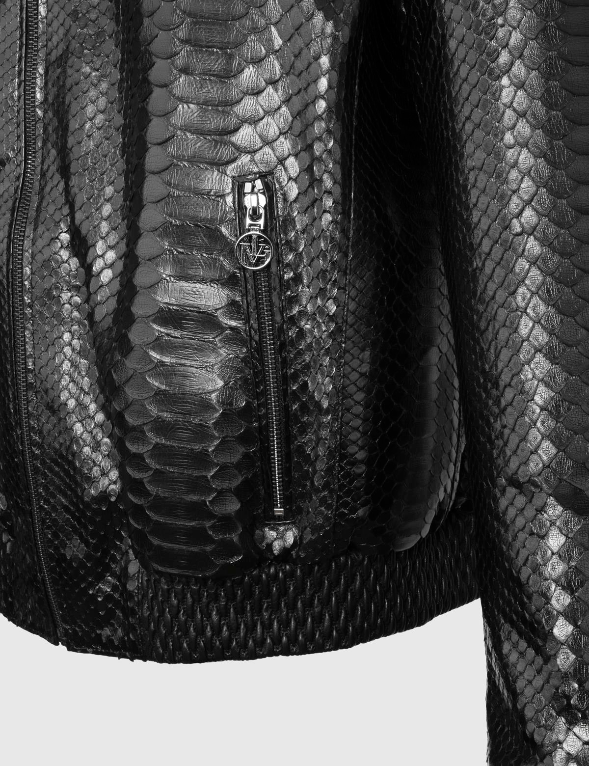 Alfie Black Men's Snake Leather Jacket - İLVİ