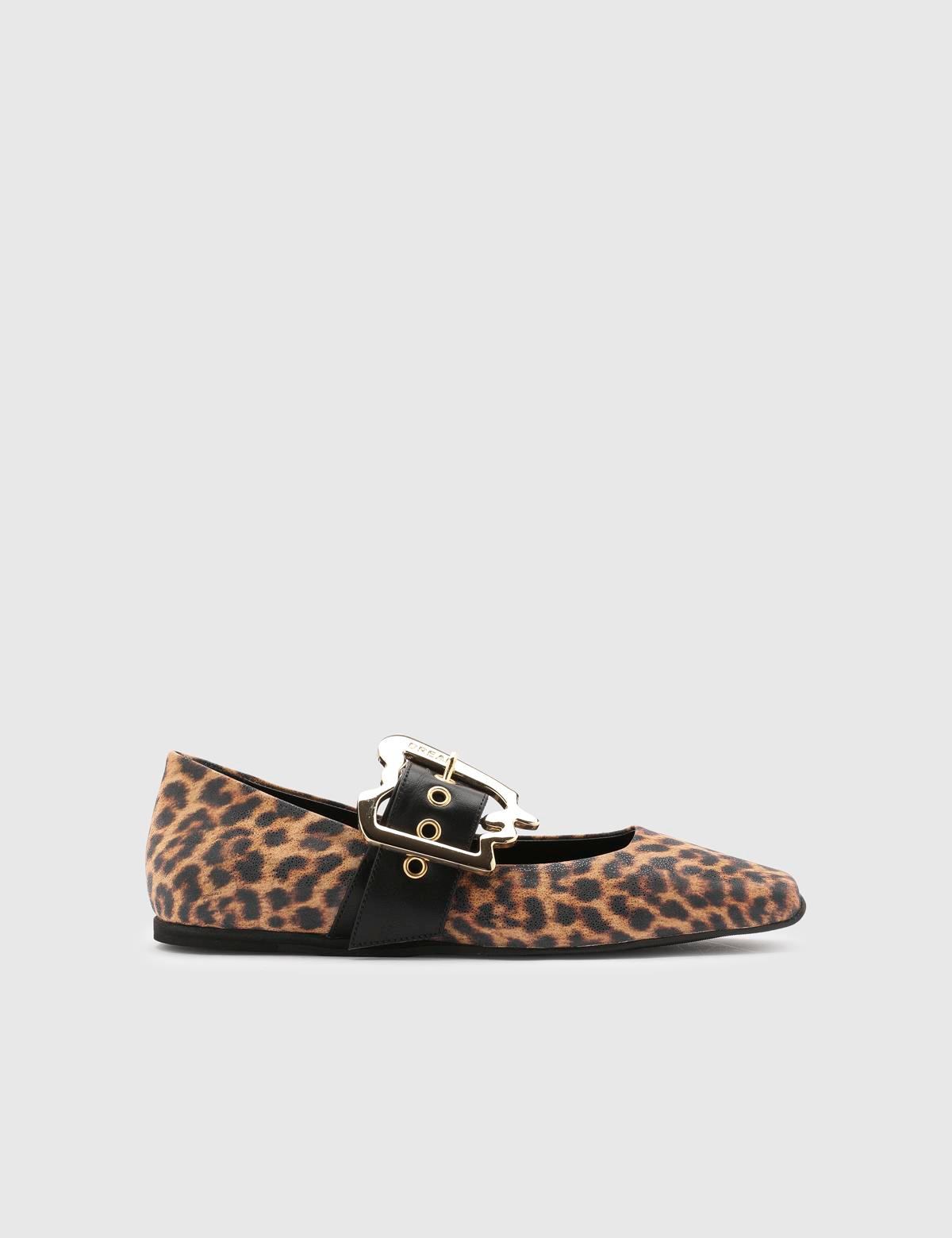 Allecra Leopard Leather Women's Ballerina