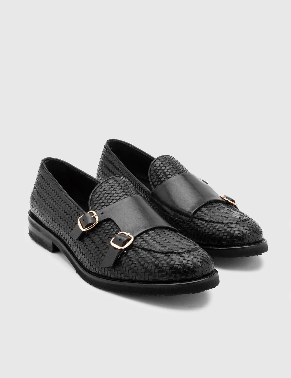Alvaro Black Woven Antique Leather Men's Loafer