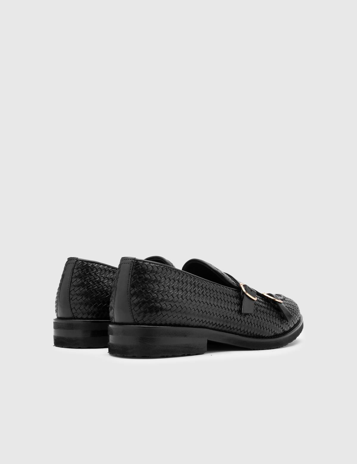 Alvaro Black Woven Antique Leather Men's Loafer