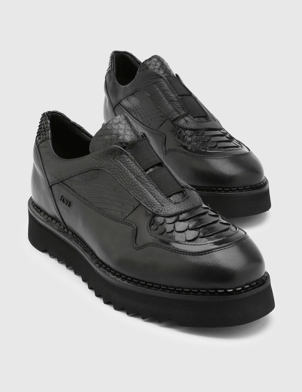 Alwyn Black Snake Leather Men's Loafer