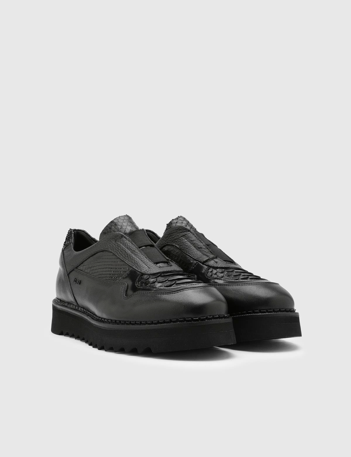 Alwyn Black Snake Leather Men's Loafer