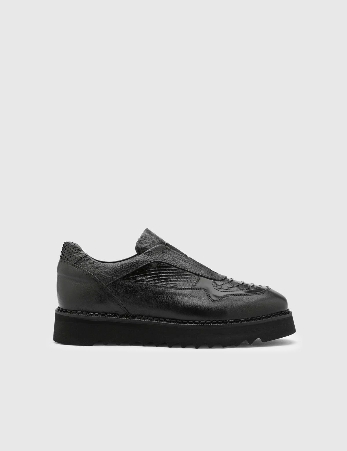 Alwyn Black Snake Leather Men's Loafer
