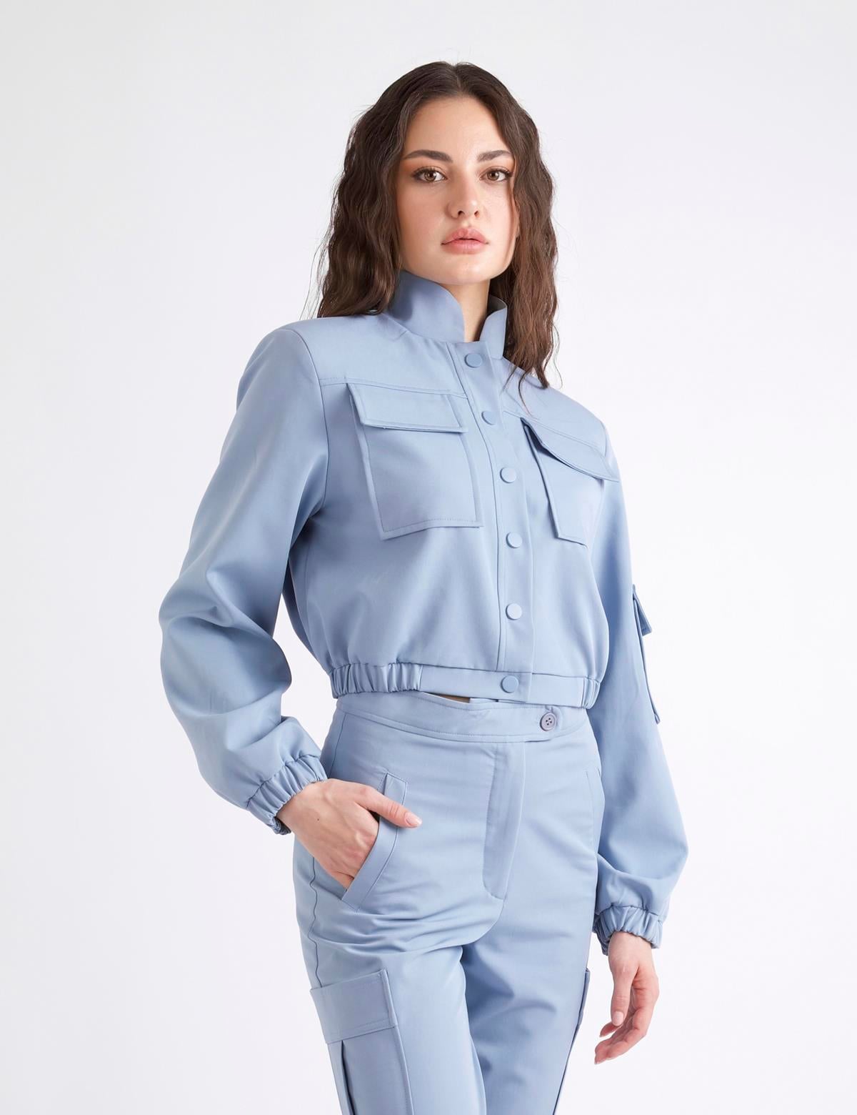 Ambra Mavi Bomber Kadın Ceket