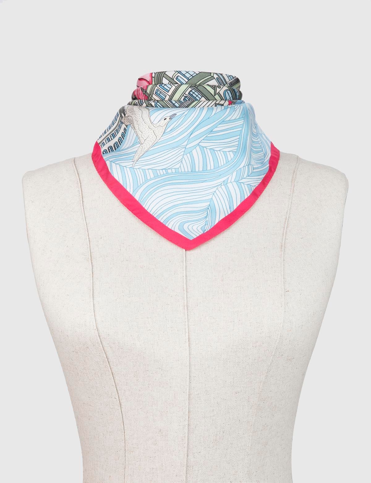Anaco Fuchsia-Blue Silk Twill Women's Shawl