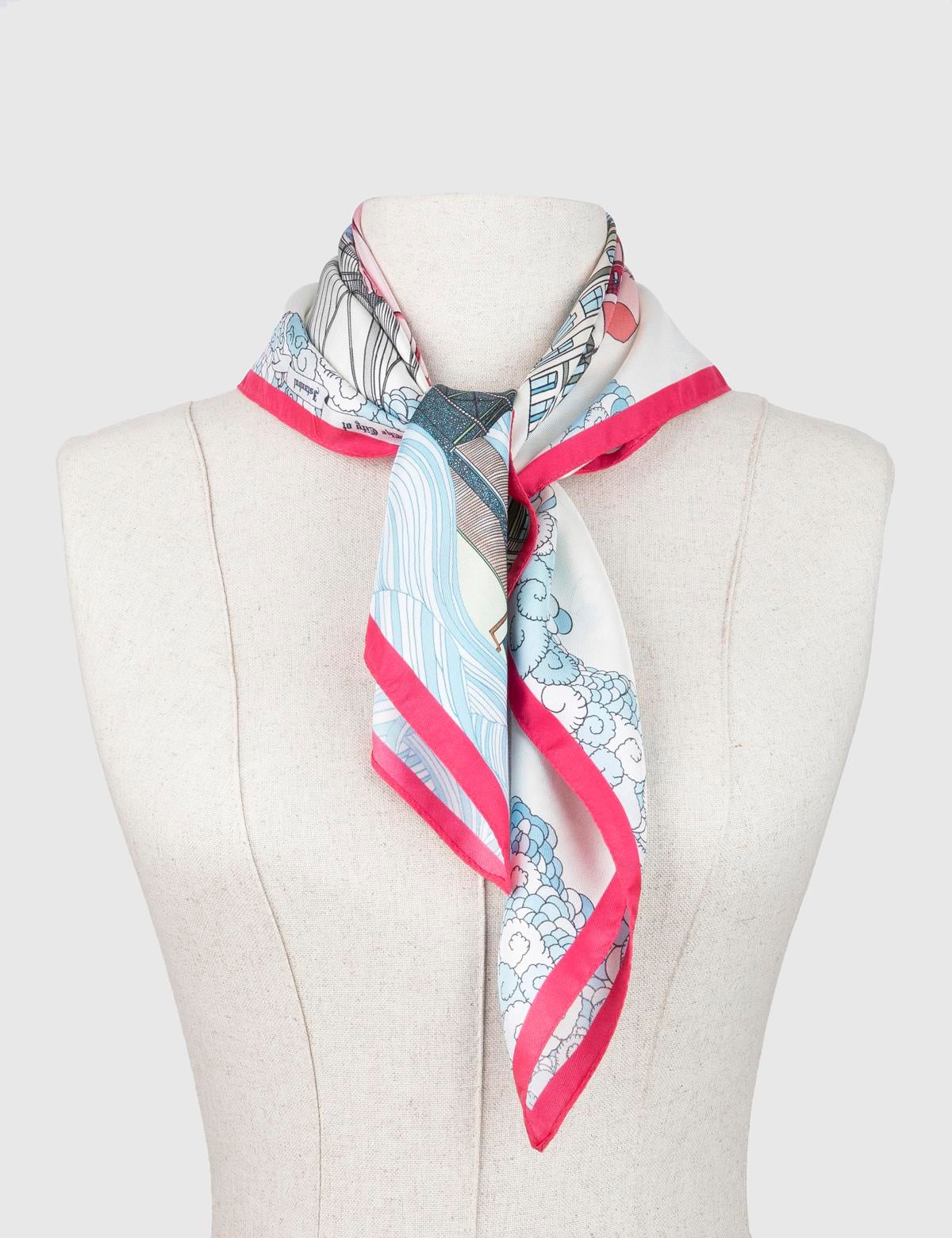 Anaco Fuchsia-Blue Silk Twill Women's Shawl
