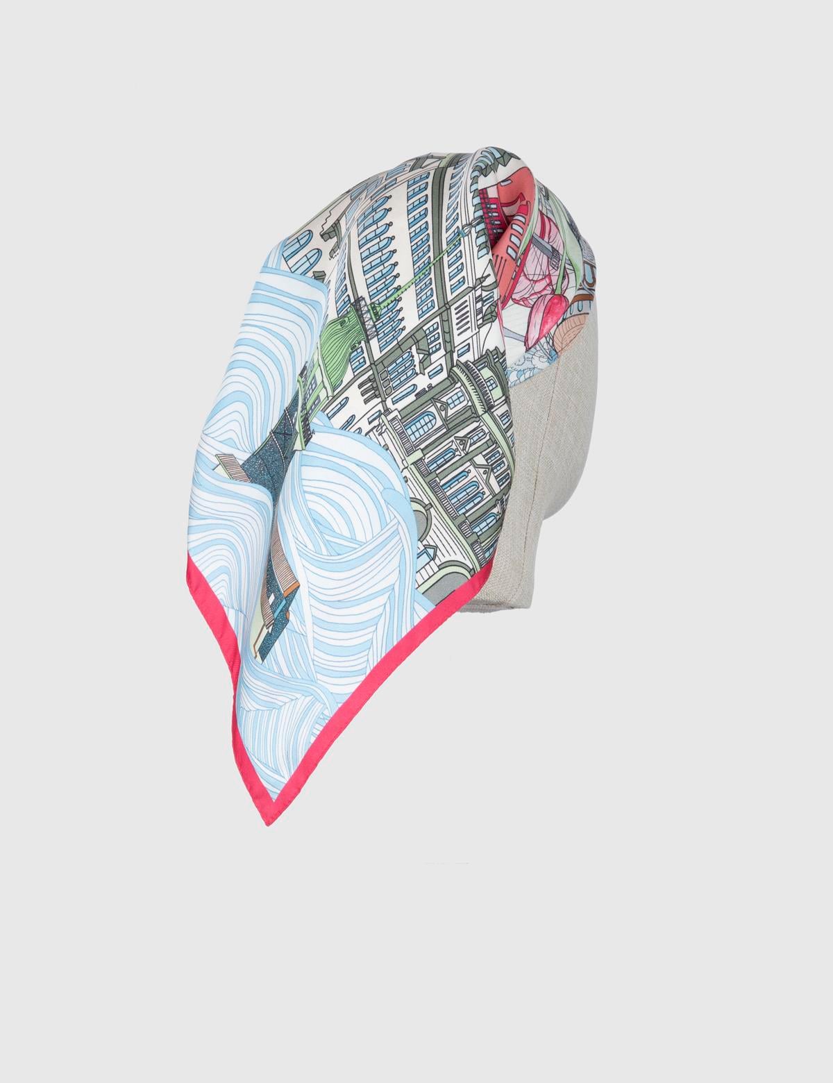 Anaco Fuchsia-Blue Silk Twill Women's Shawl