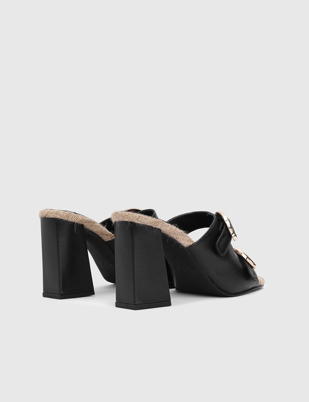 Anett Black Patent Leather Women's Heeled Slide