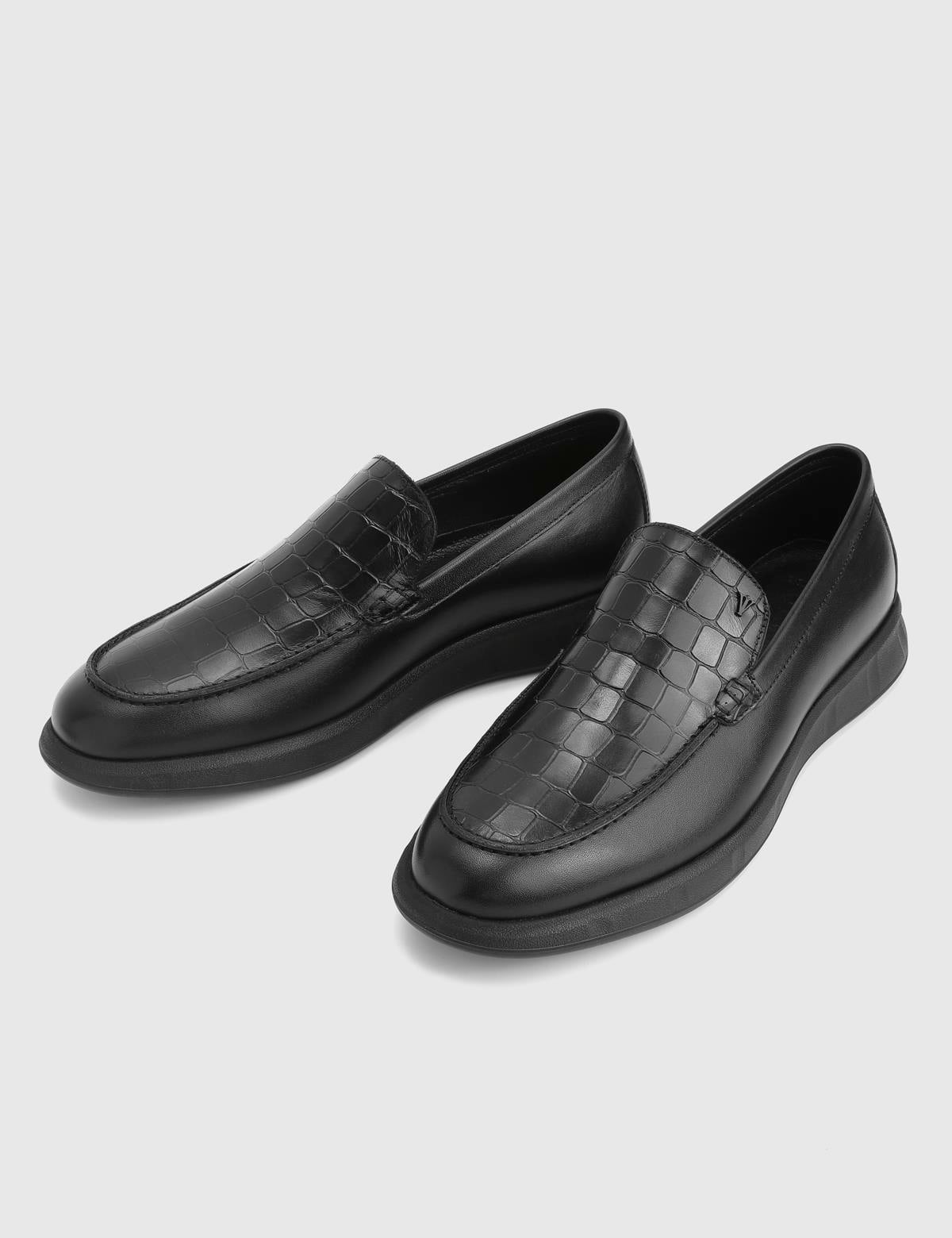 Angelo Black Crocodile Leather Men's Loafer