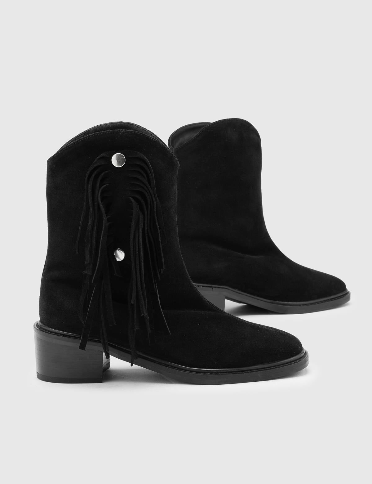Ankie Black Suede Leather Women's Boot