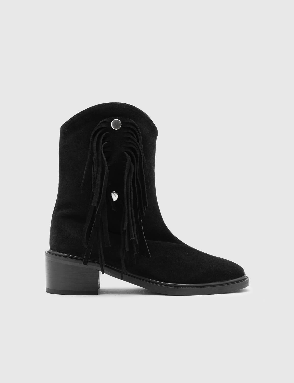 Ankie Black Suede Leather Women's Boot