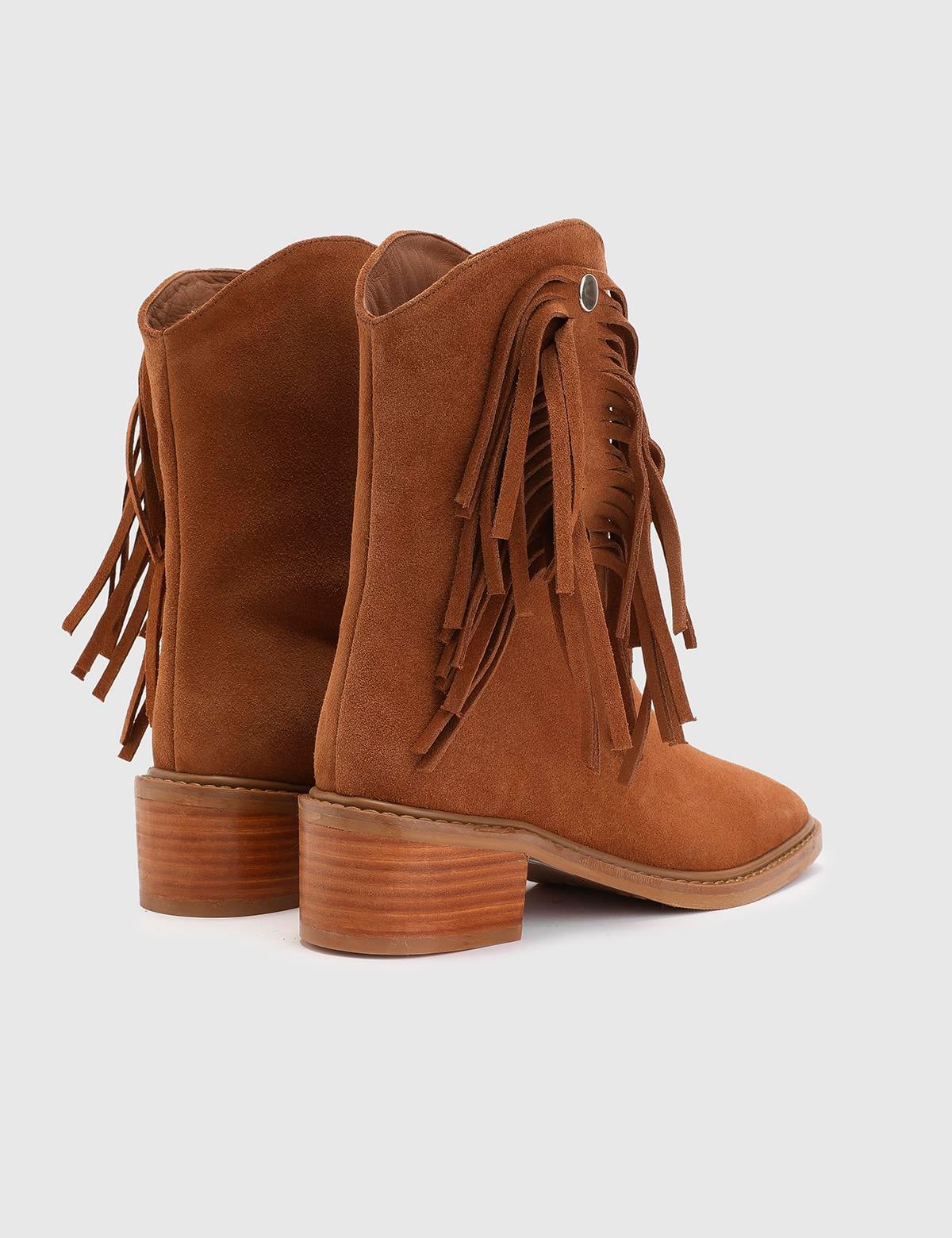 Ankie Saddle Brown Suede Leather Women's Heeled Boot