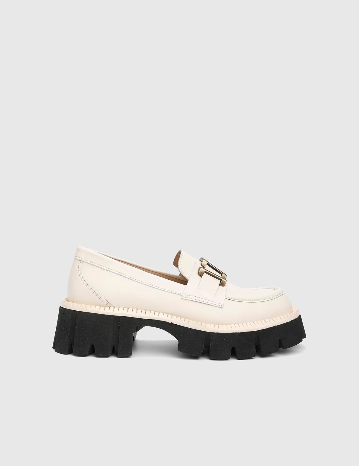 Anto Beige Leather Women's Loafer