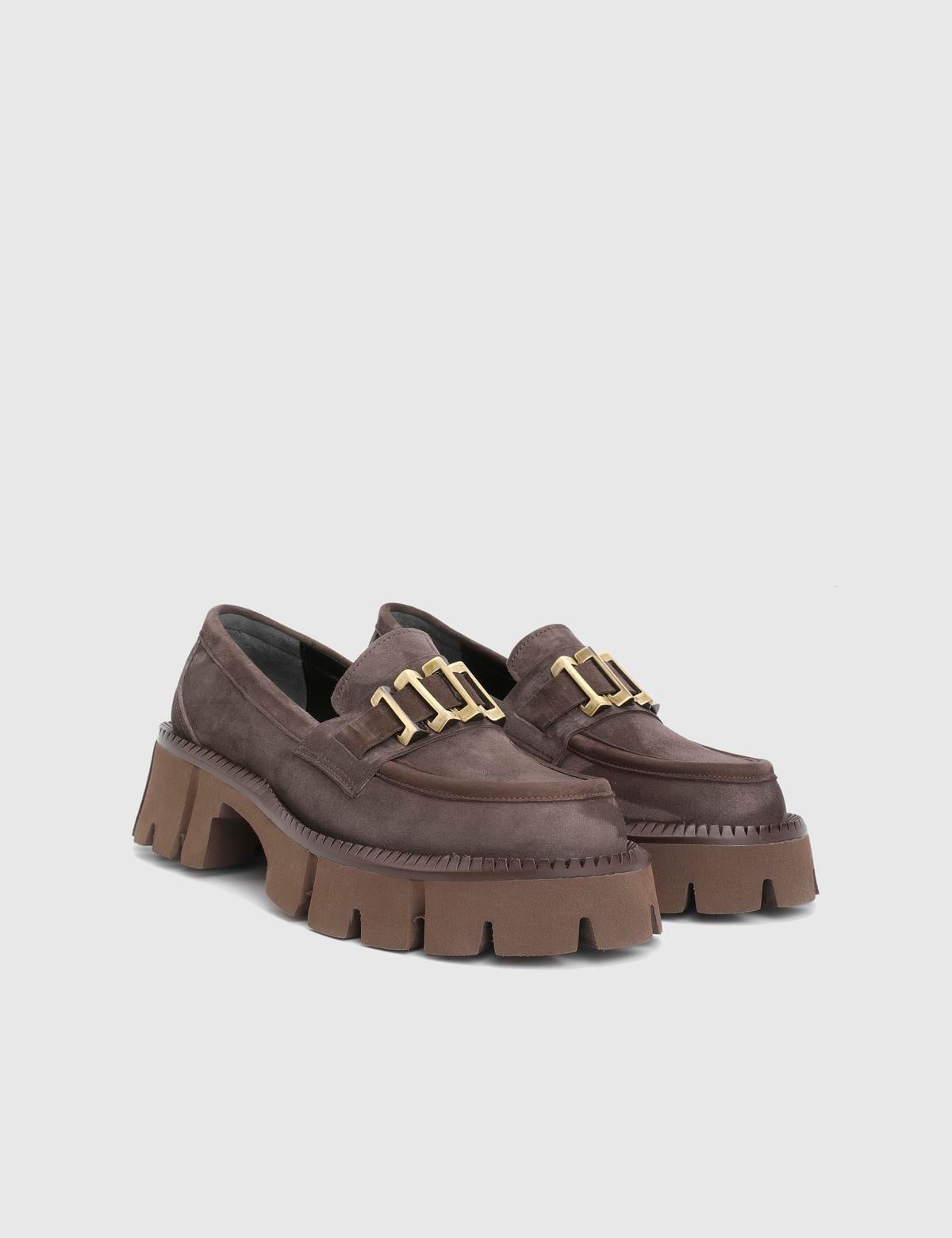 Anto Brown Suede Leather Women's Loafer