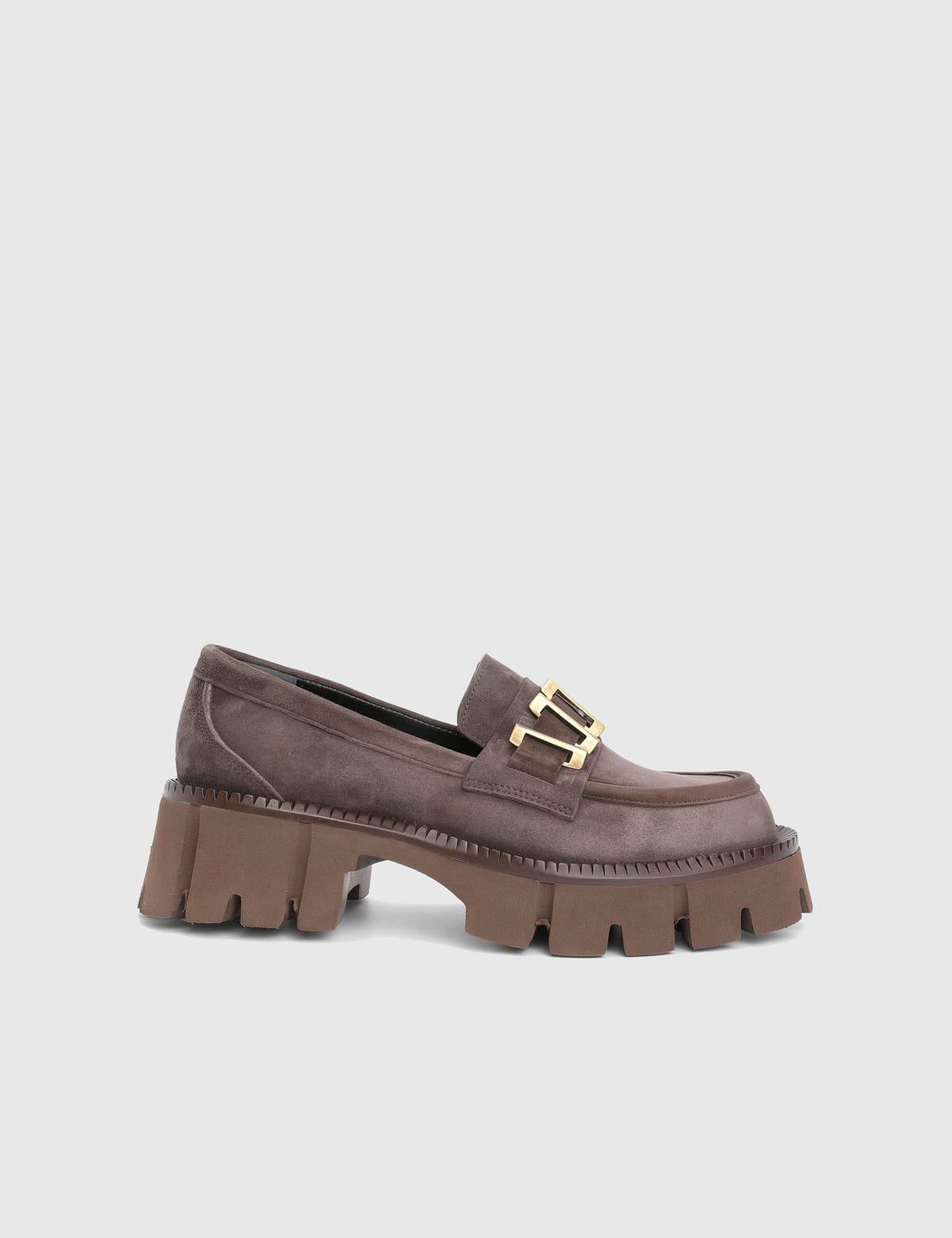 Anto Brown Suede Leather Women's Loafer