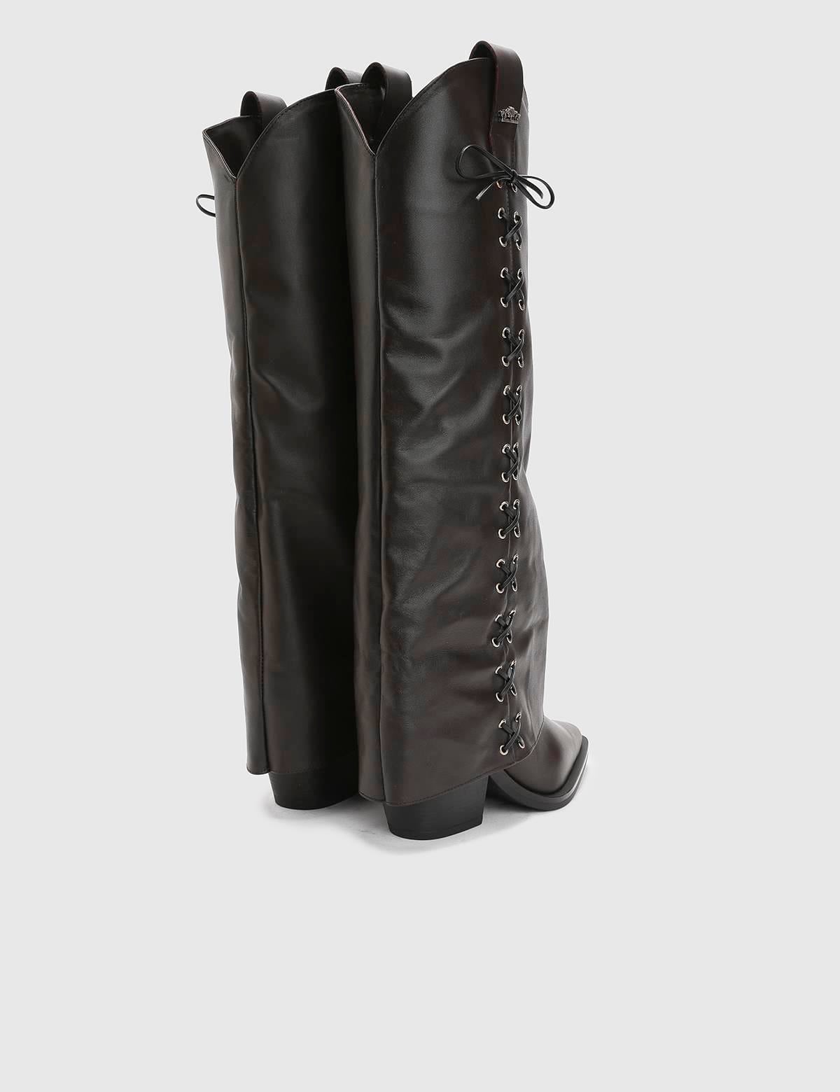 Aradia Brown Leather Women's Heeled High Boot