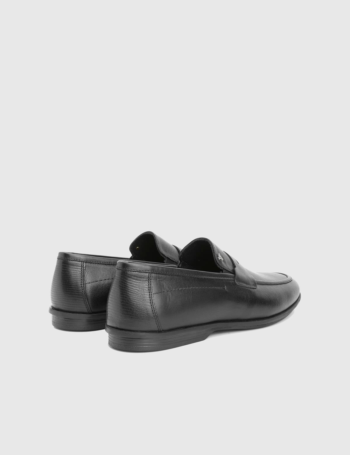 Argus Black Printed Leather Men's Loafer