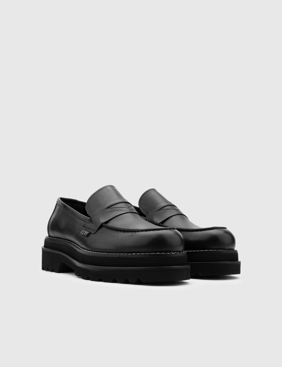 Arve Black Leather Men's Loafer