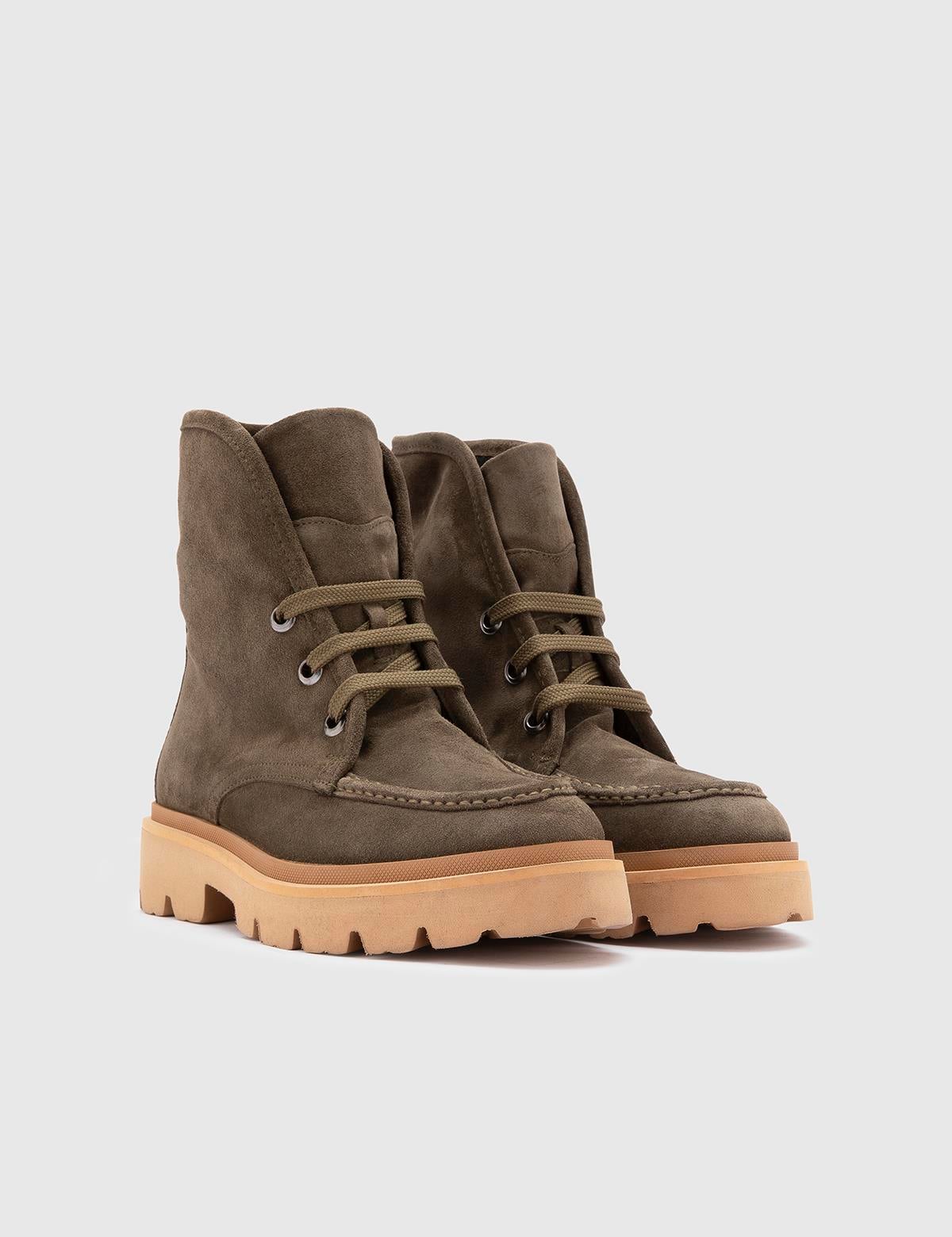 Asrıd Khaki Suede Leather Women's Boot