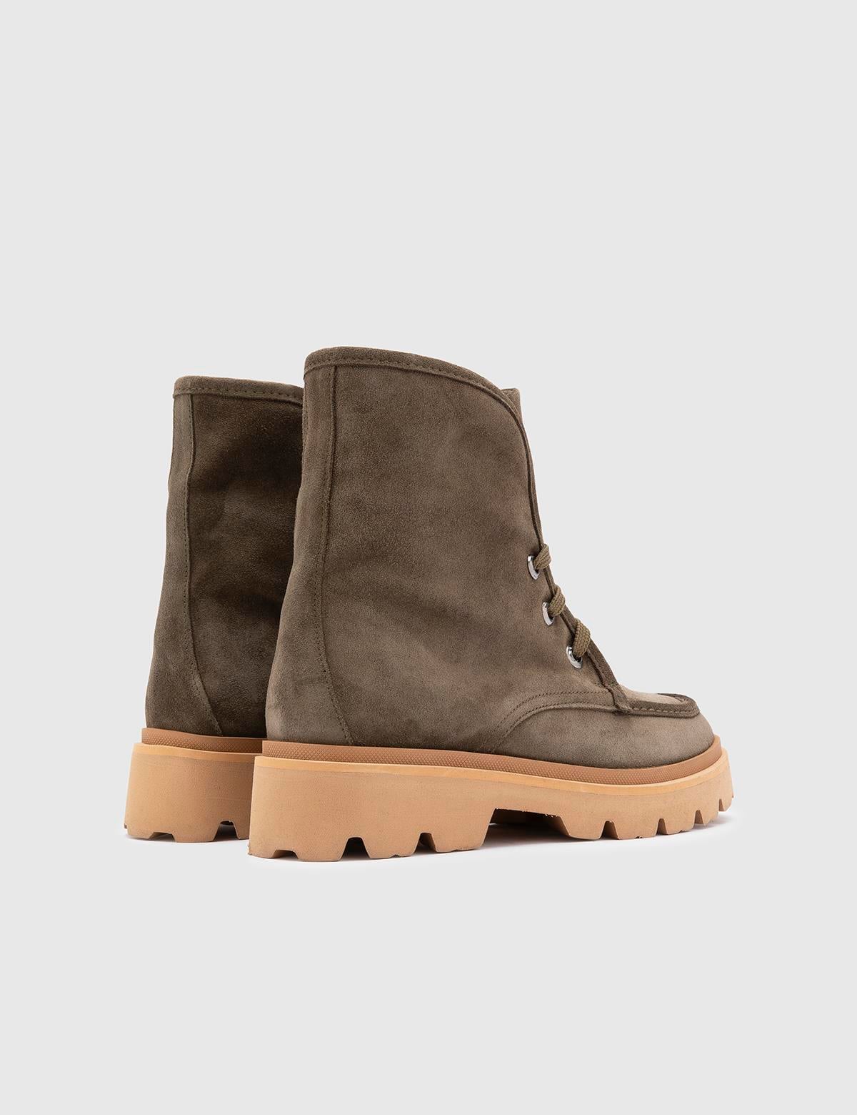 Asrıd Khaki Suede Leather Women's Boot