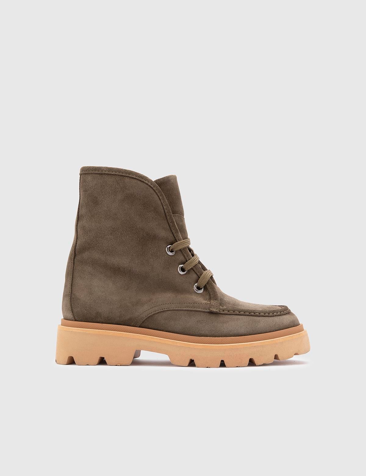 Asrıd Khaki Suede Leather Women's Boot