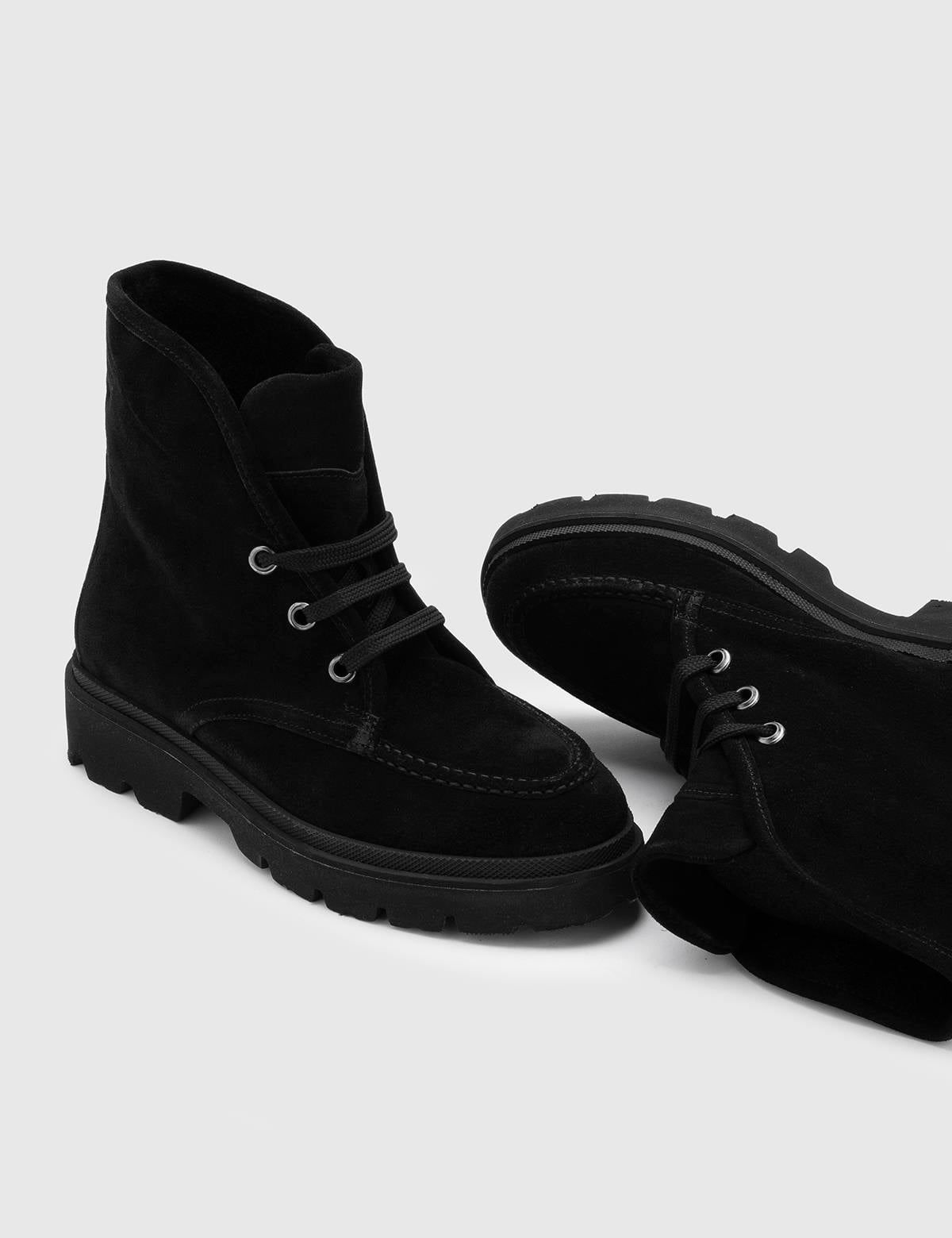 Asrıd Black Suede Leather Women's Boot
