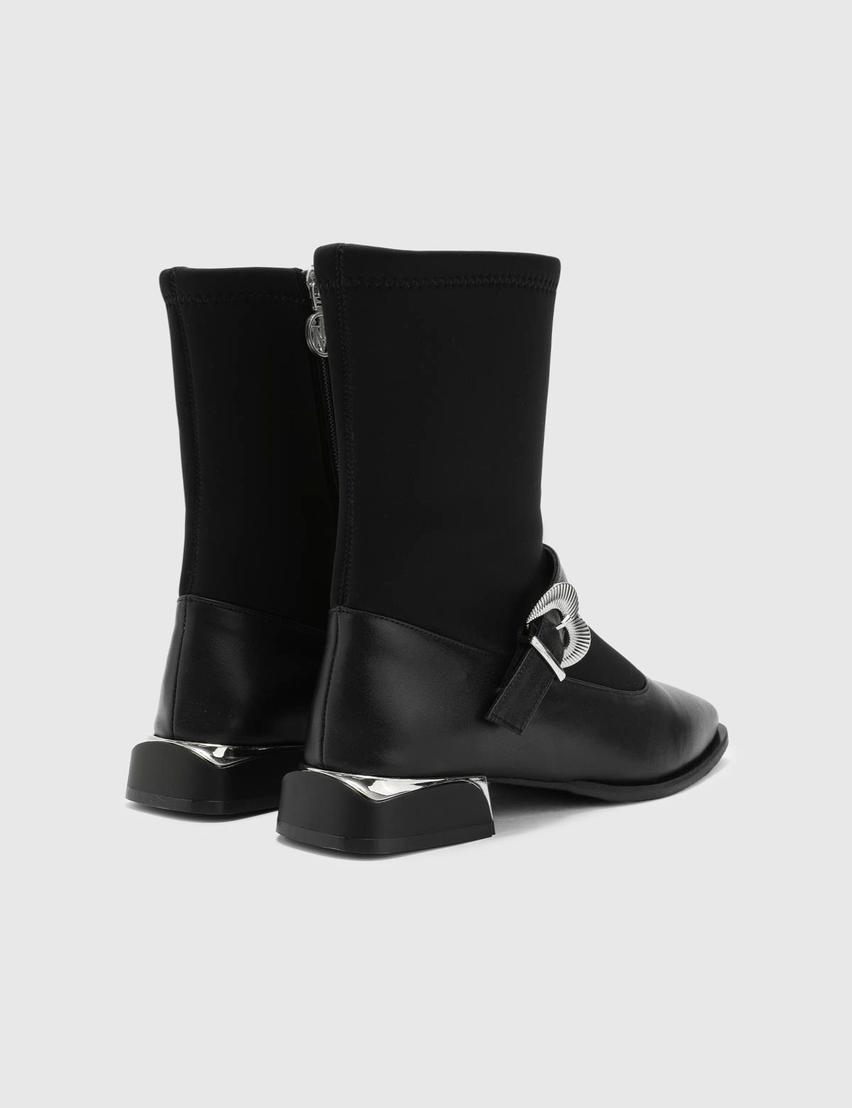 Astilbe Black Stretch Leather Women's Boot