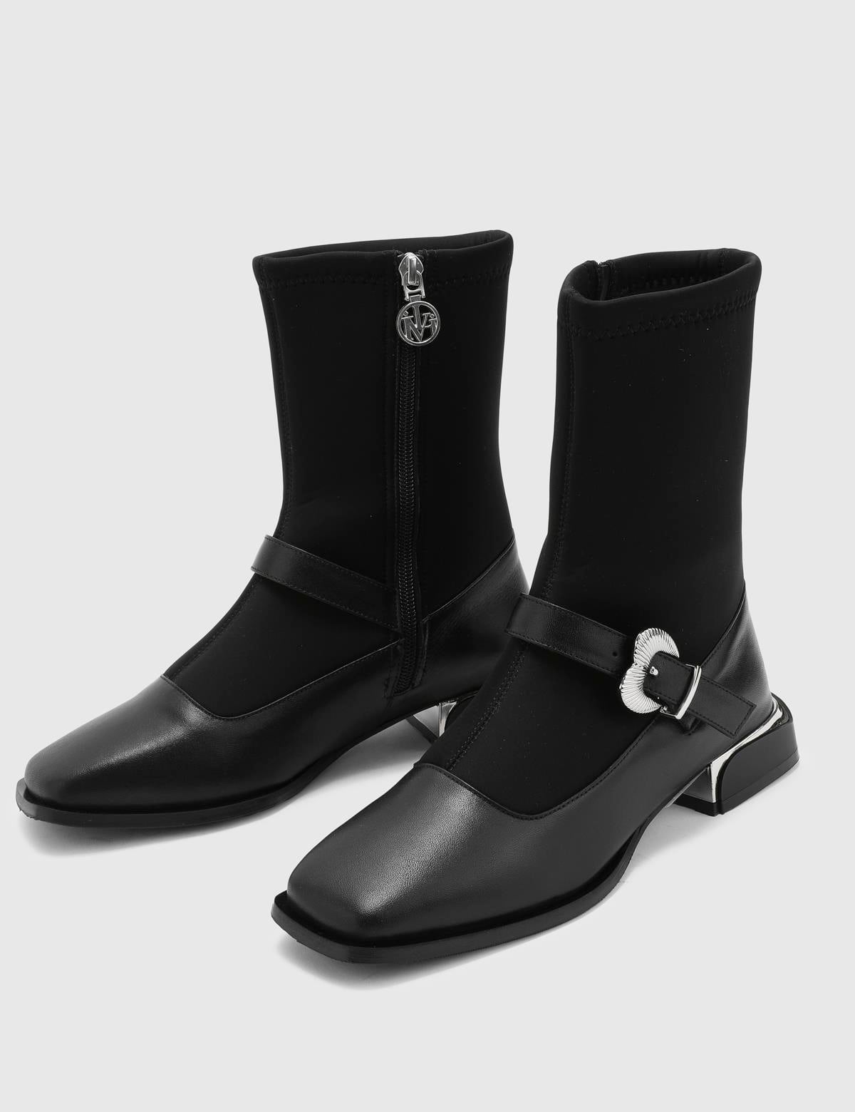 Astilbe Black Stretch Leather Women's Boot