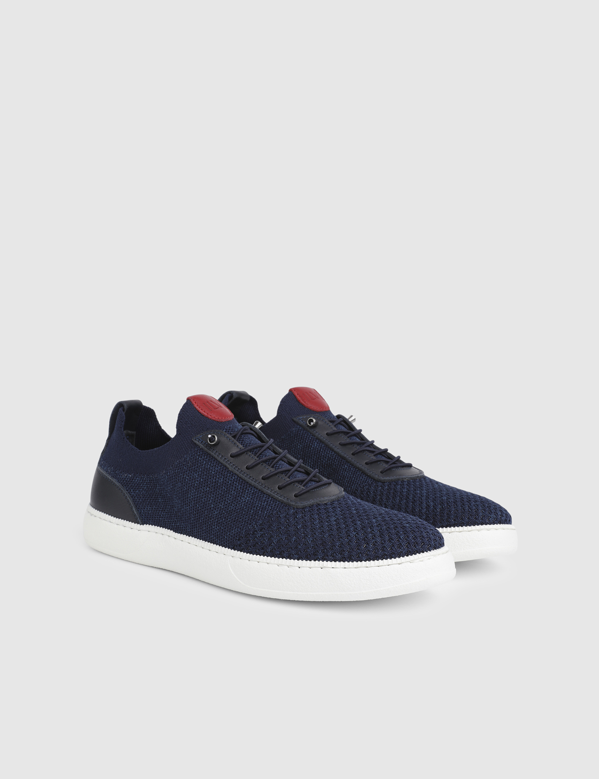 Axton Navy Blue Leather Tricot Men's Sneaker