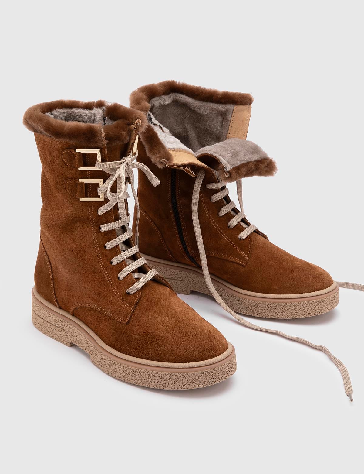 Bafut Saddle Brown Suede Leather Women's Boot